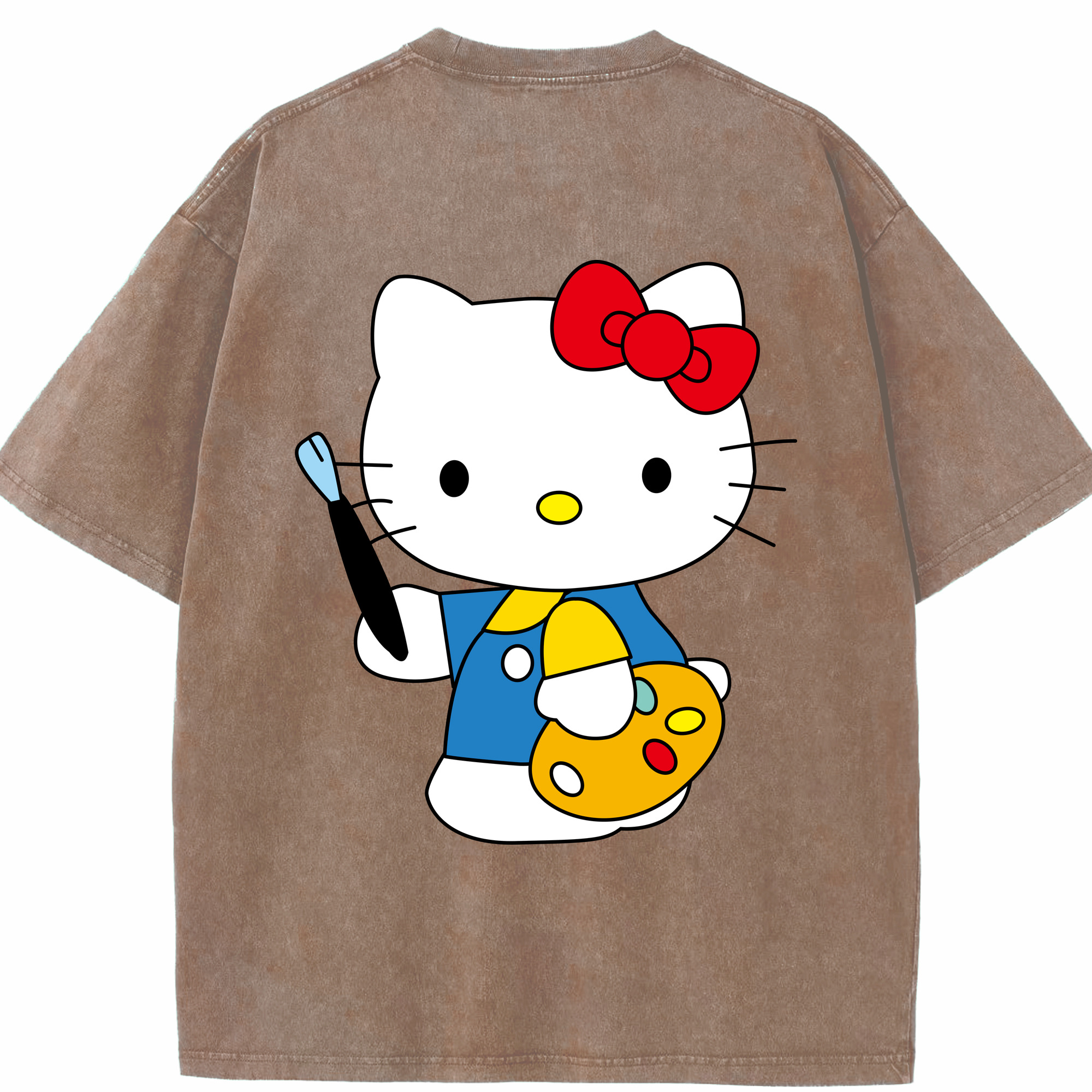 （画像用） Hello Kitty ハローキティ 綿100% ヴィンテージ風 半袖Tシャツ（背面プリント）
