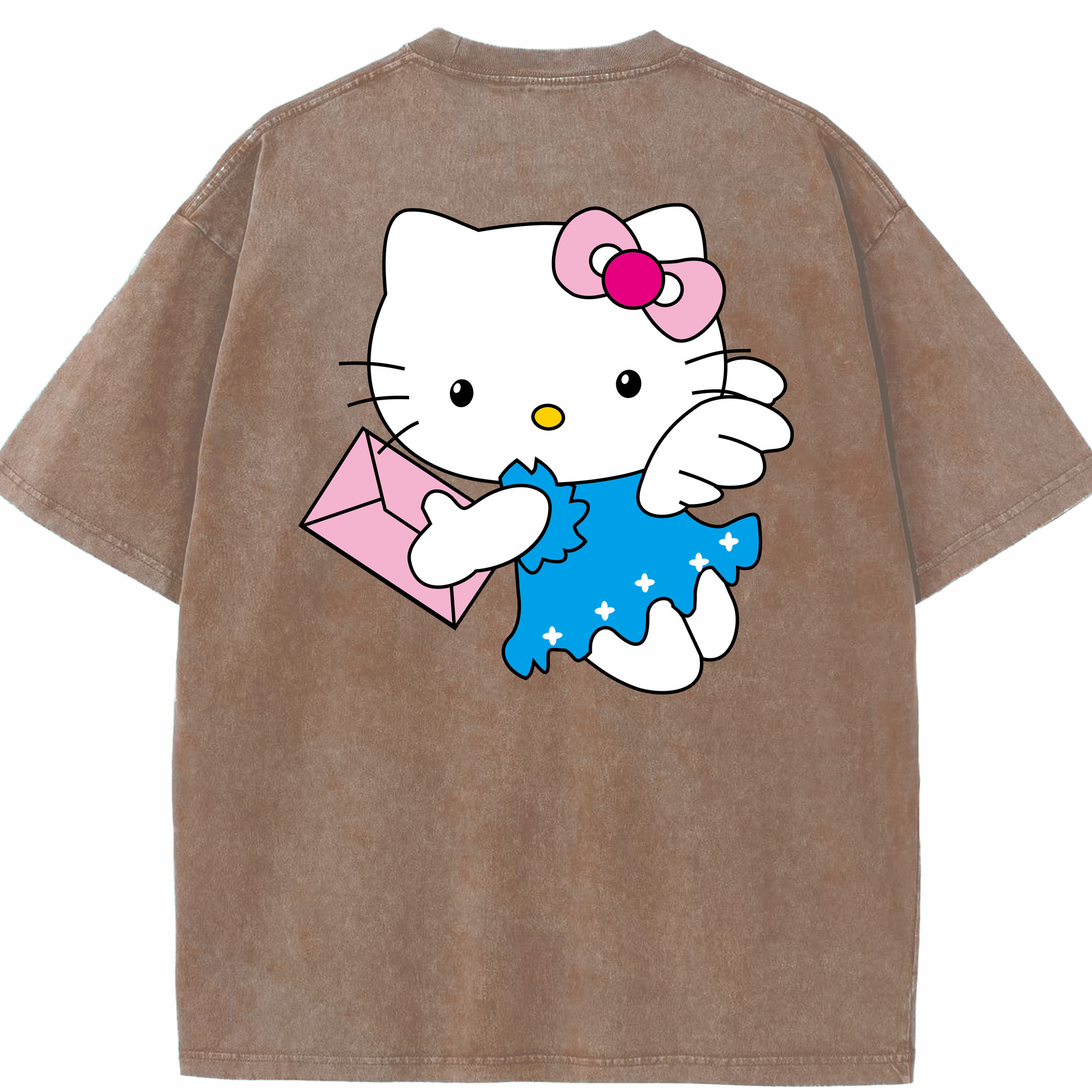 （画像用） Hello Kitty ハローキティ 綿100% ヴィンテージ風 半袖Tシャツ（背面プリント）