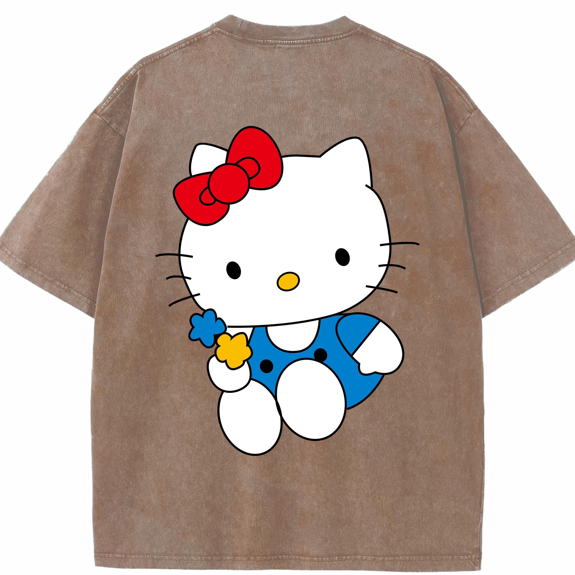 （画像用） Hello Kitty ハローキティ 綿100% ヴィンテージ風 半袖Tシャツ（背面プリント）