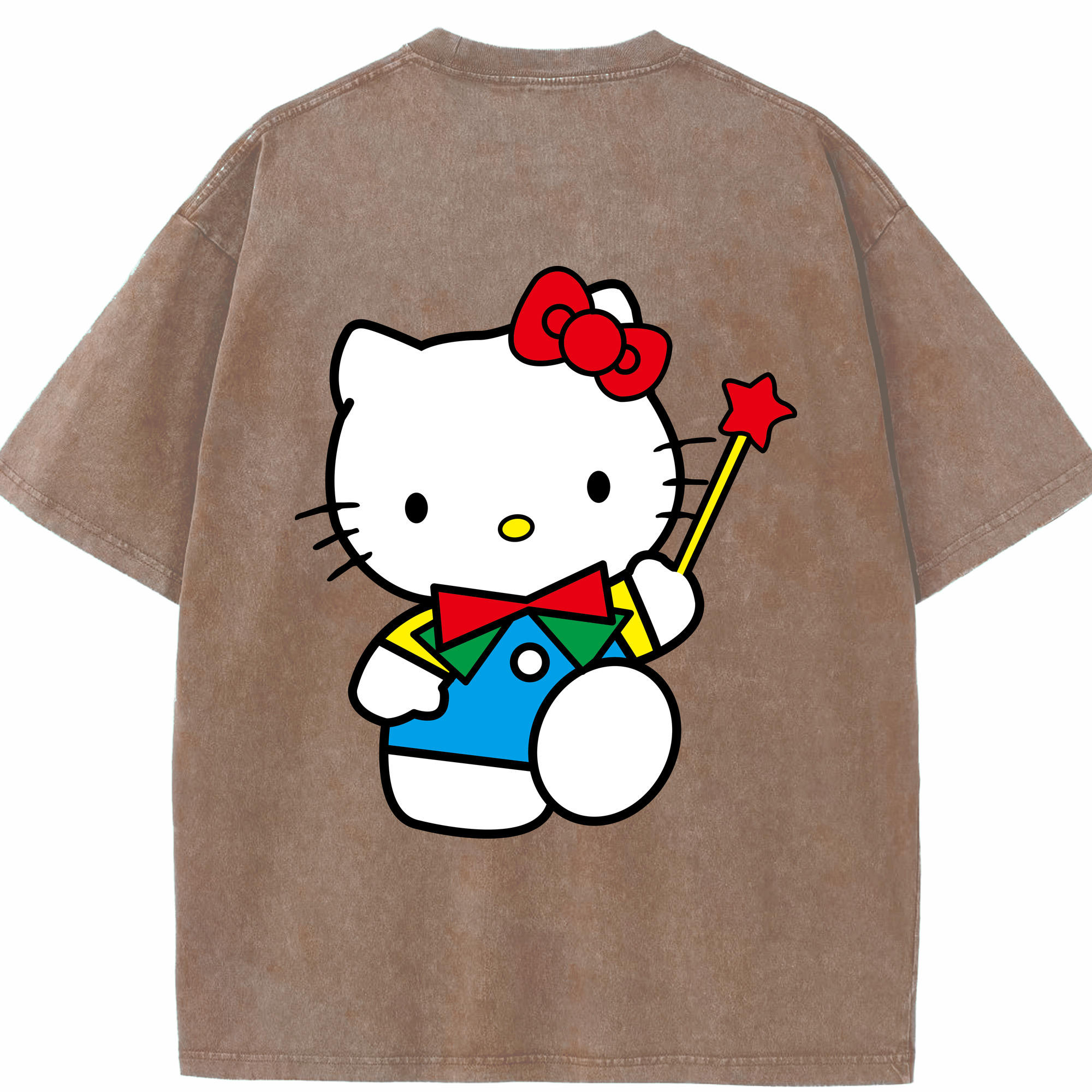 （画像用） Hello Kitty ハローキティ 綿100% ヴィンテージ風 半袖Tシャツ（背面プリント）