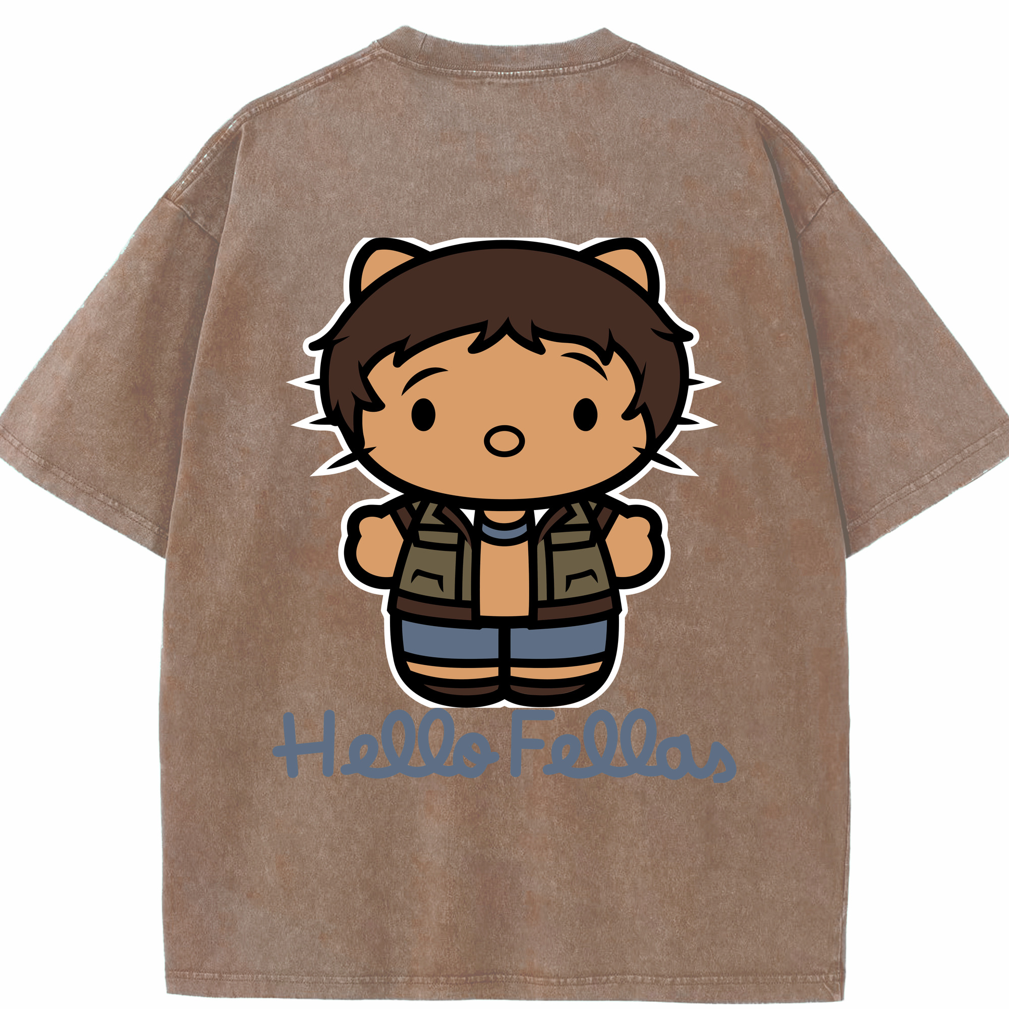 （画像用） Hello Kitty ハローキティ 綿100% ヴィンテージ風 半袖Tシャツ（背面プリント）