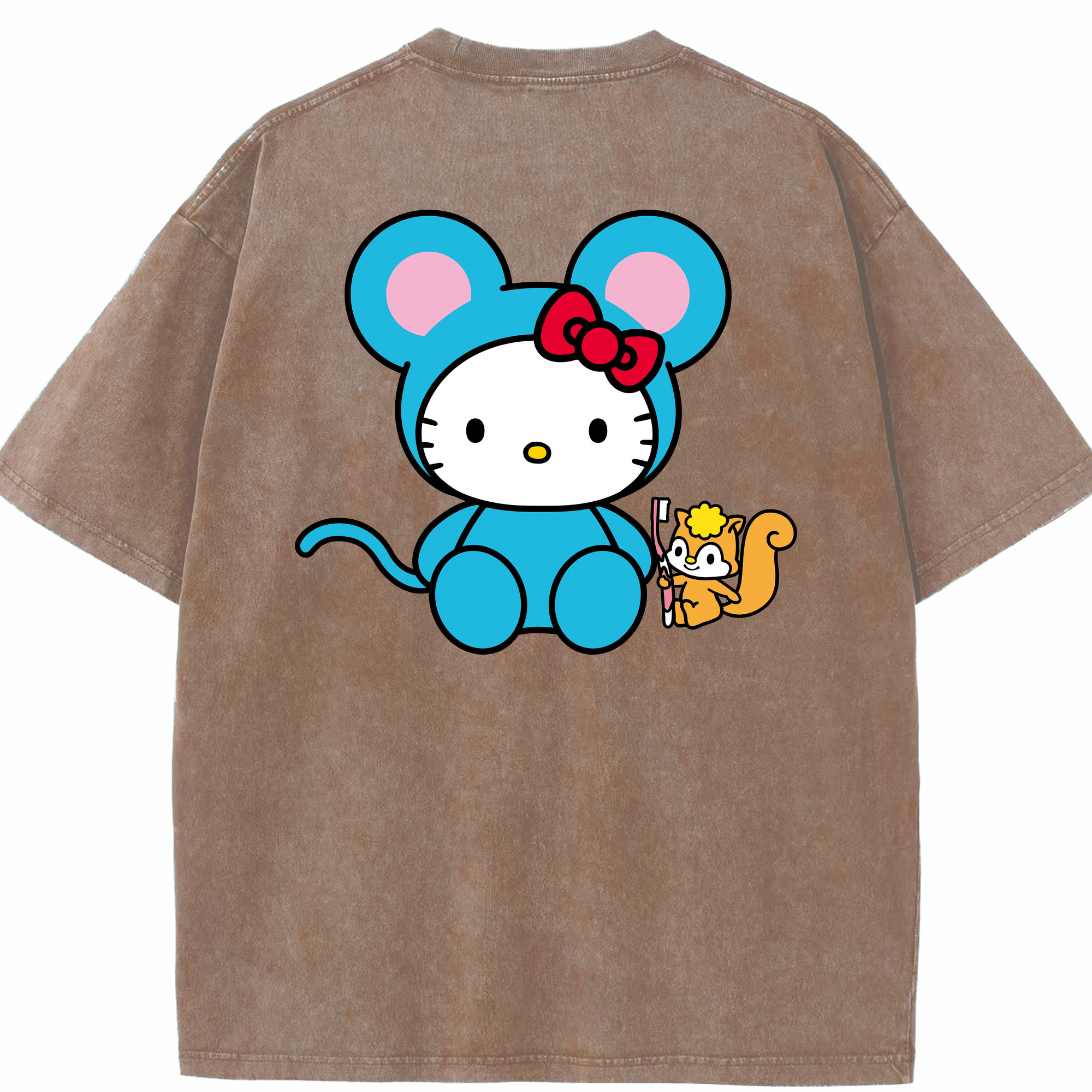 （画像用） Hello Kitty ハローキティ 綿100% ヴィンテージ風 半袖Tシャツ（背面プリント）