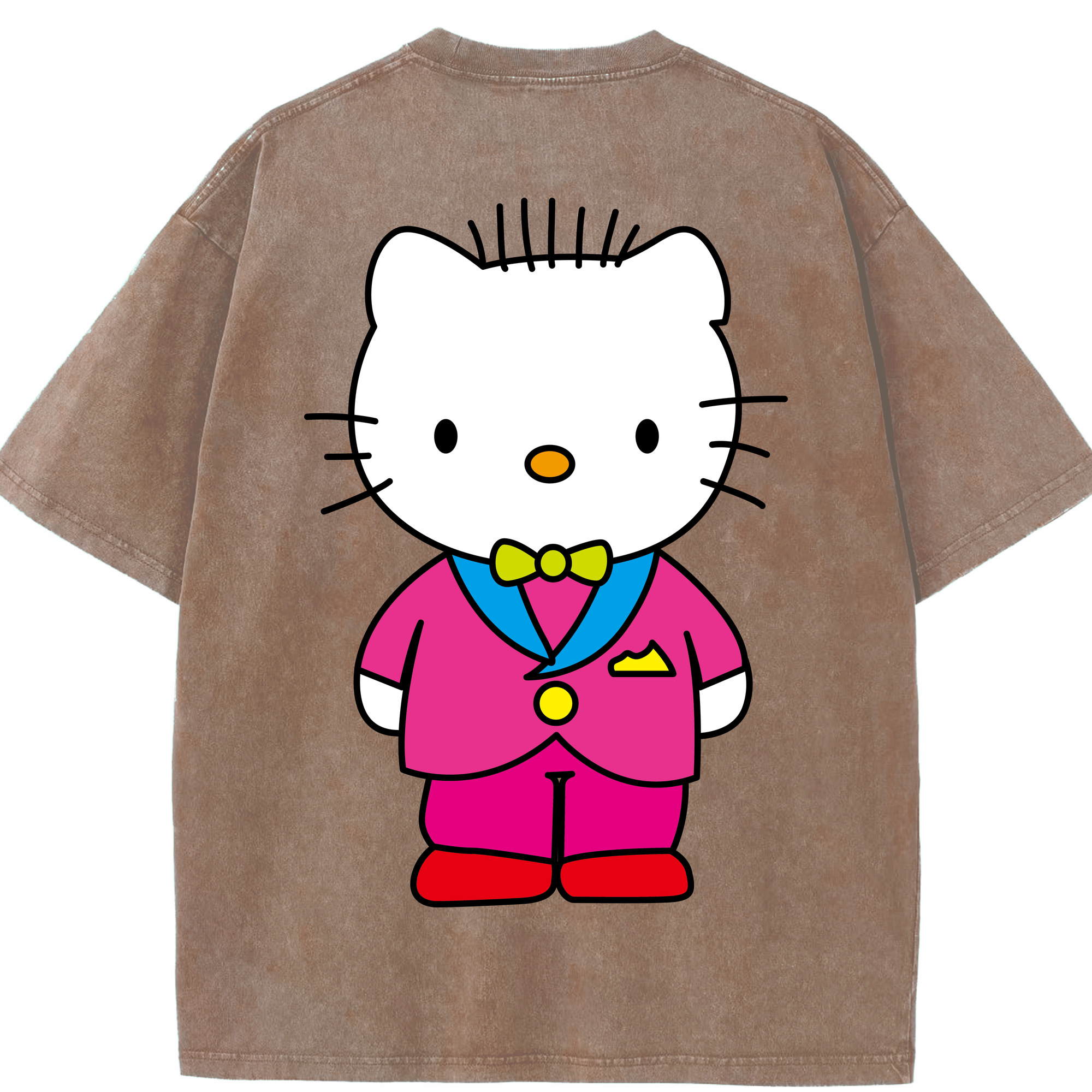 （画像用） Hello Kitty ハローキティ 綿100% ヴィンテージ風 半袖Tシャツ（背面プリント）