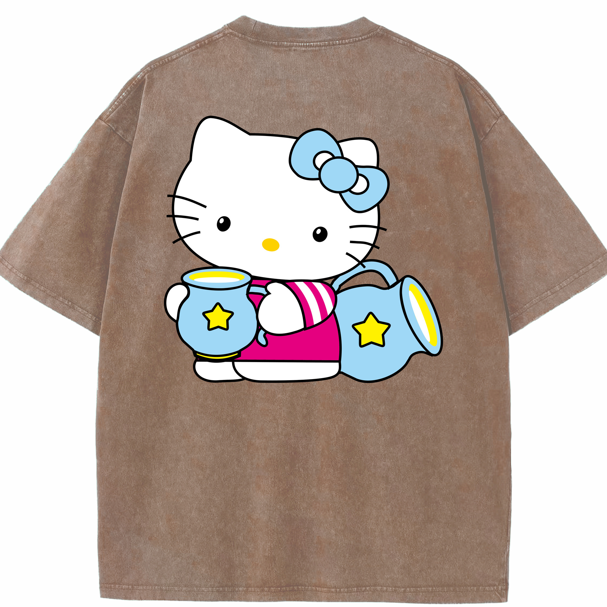 （画像用） Hello Kitty ハローキティ 綿100% ヴィンテージ風 半袖Tシャツ（背面プリント）