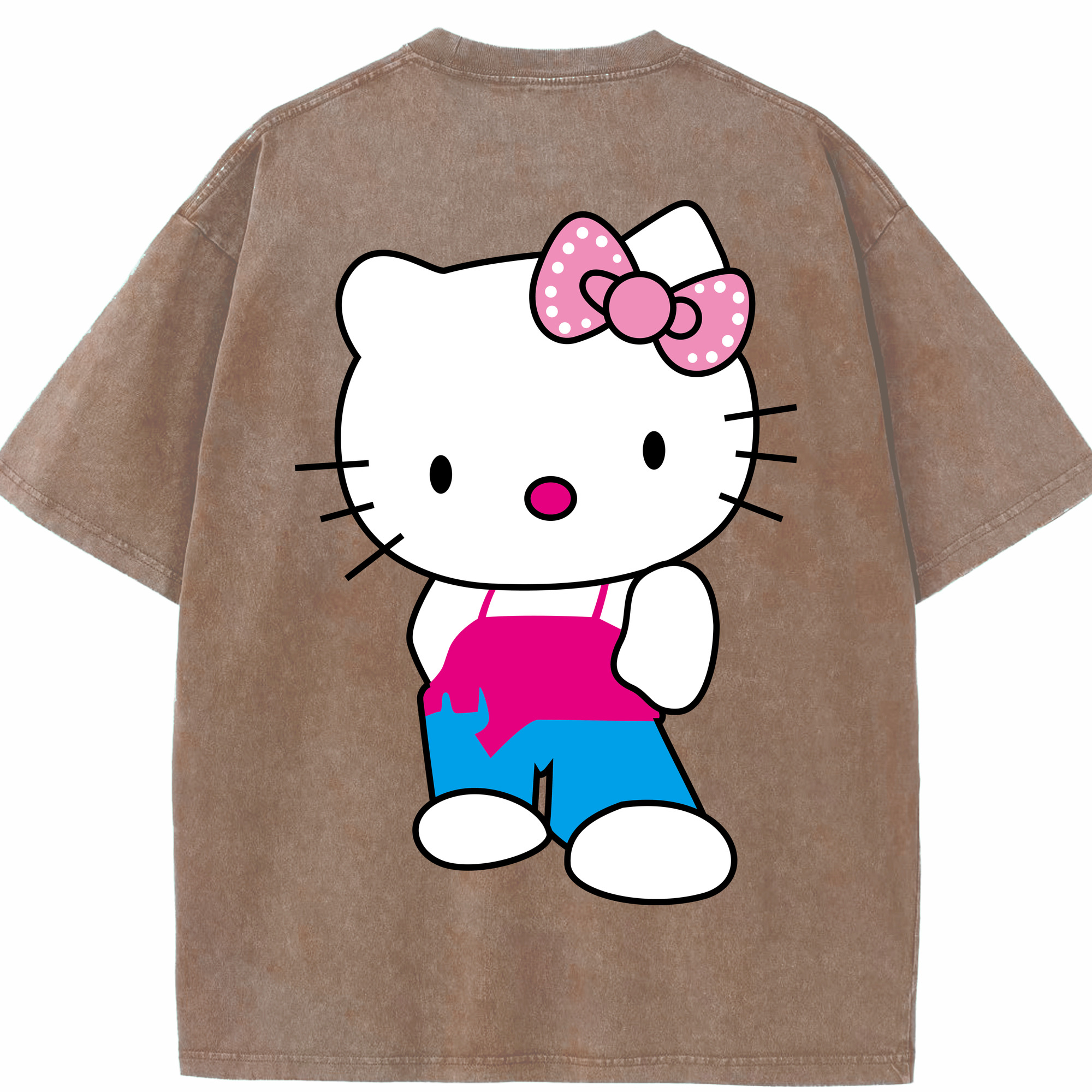（画像用） Hello Kitty ハローキティ 綿100% ヴィンテージ風 半袖Tシャツ（背面プリント）