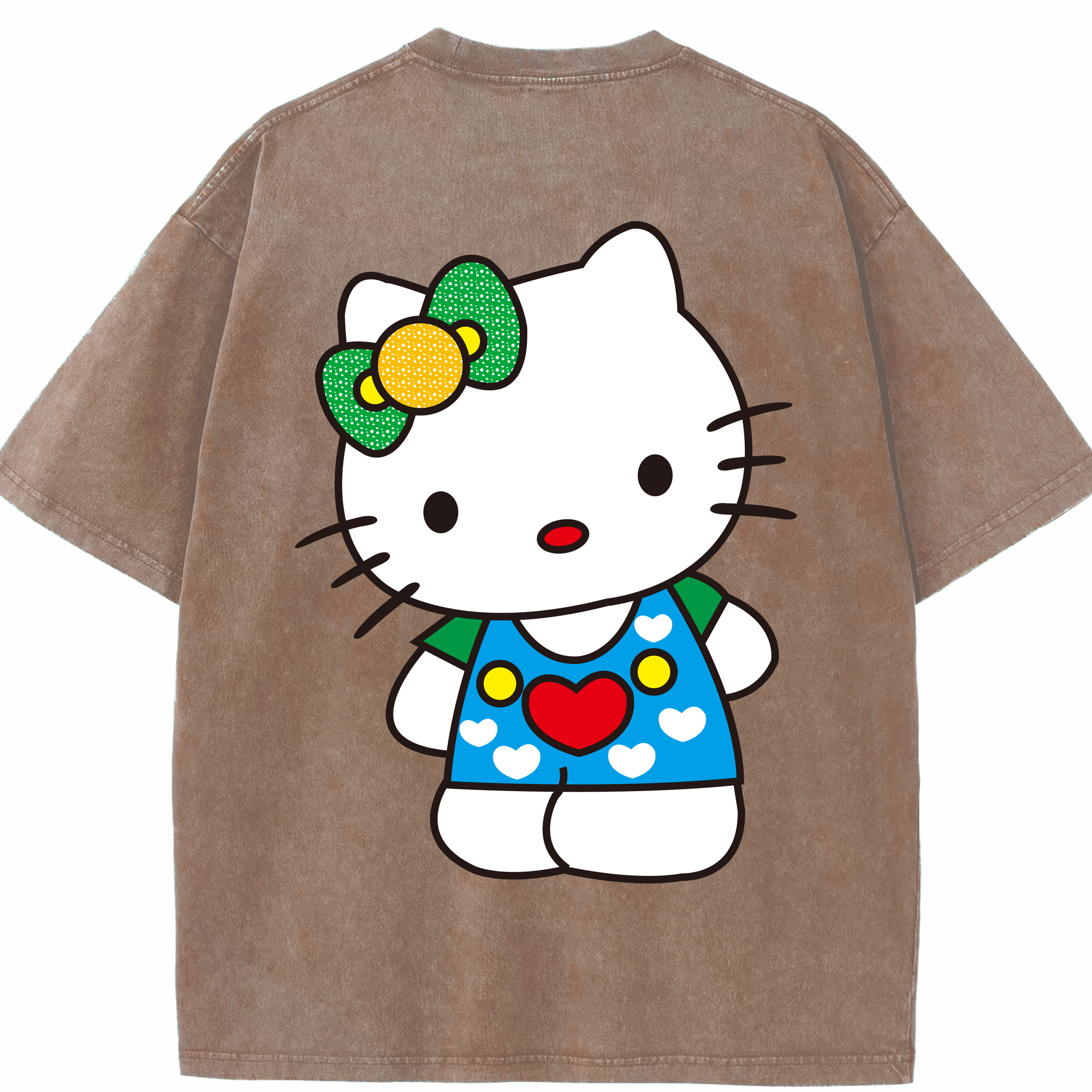（画像用） Hello Kitty ハローキティ 綿100% ヴィンテージ風 半袖Tシャツ（背面プリント）