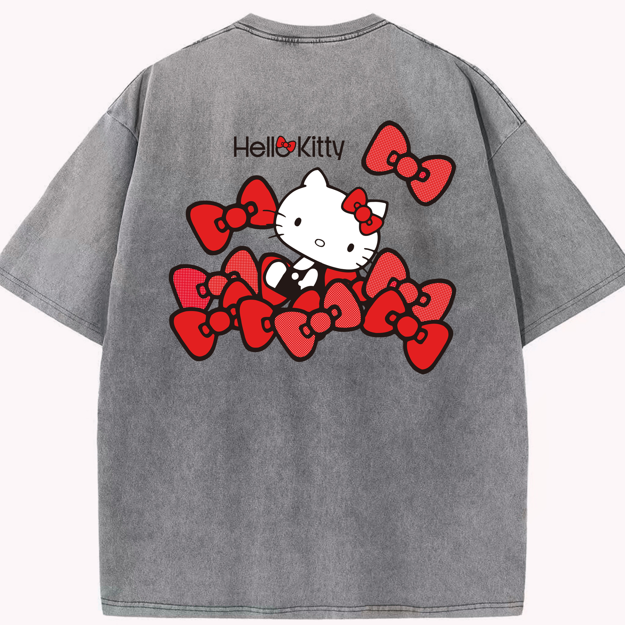 （画像用） Hello Kitty ハローキティ 綿100% ヴィンテージ風 半袖Tシャツ（背面プリント）