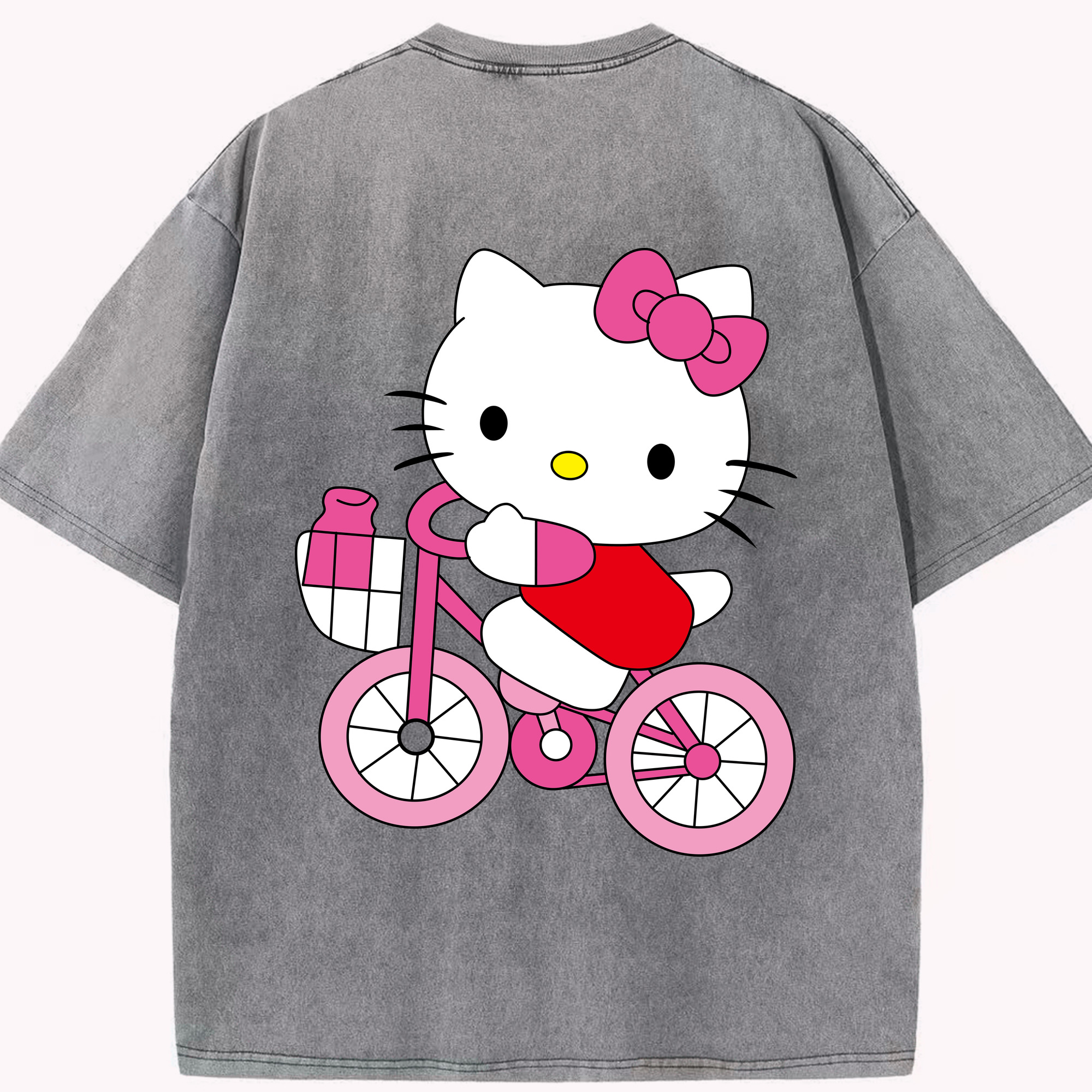 （画像用） Hello Kitty ハローキティ 綿100% ヴィンテージ風 半袖Tシャツ（背面プリント）