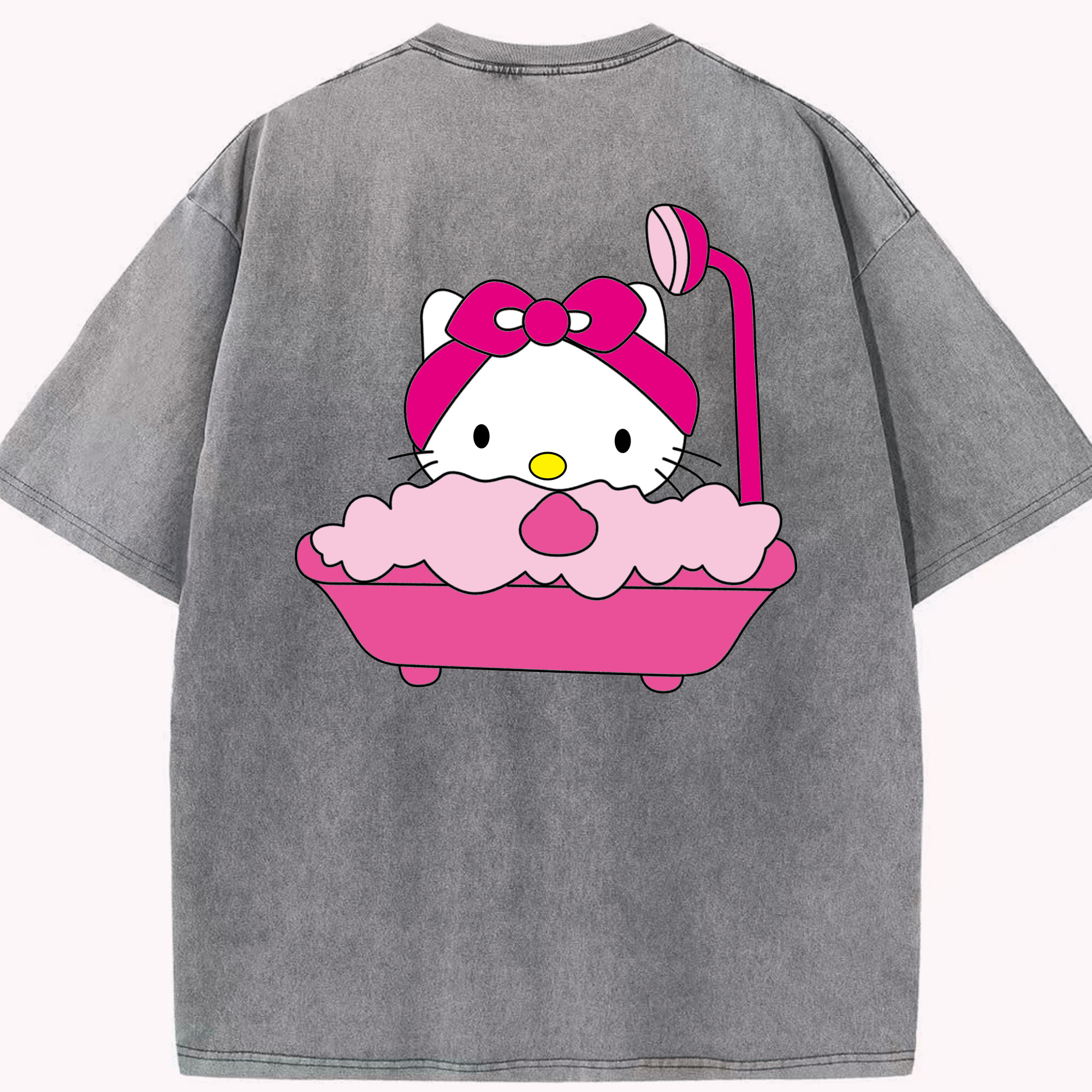 （画像用） Hello Kitty ハローキティ 綿100% ヴィンテージ風 半袖Tシャツ（背面プリント）