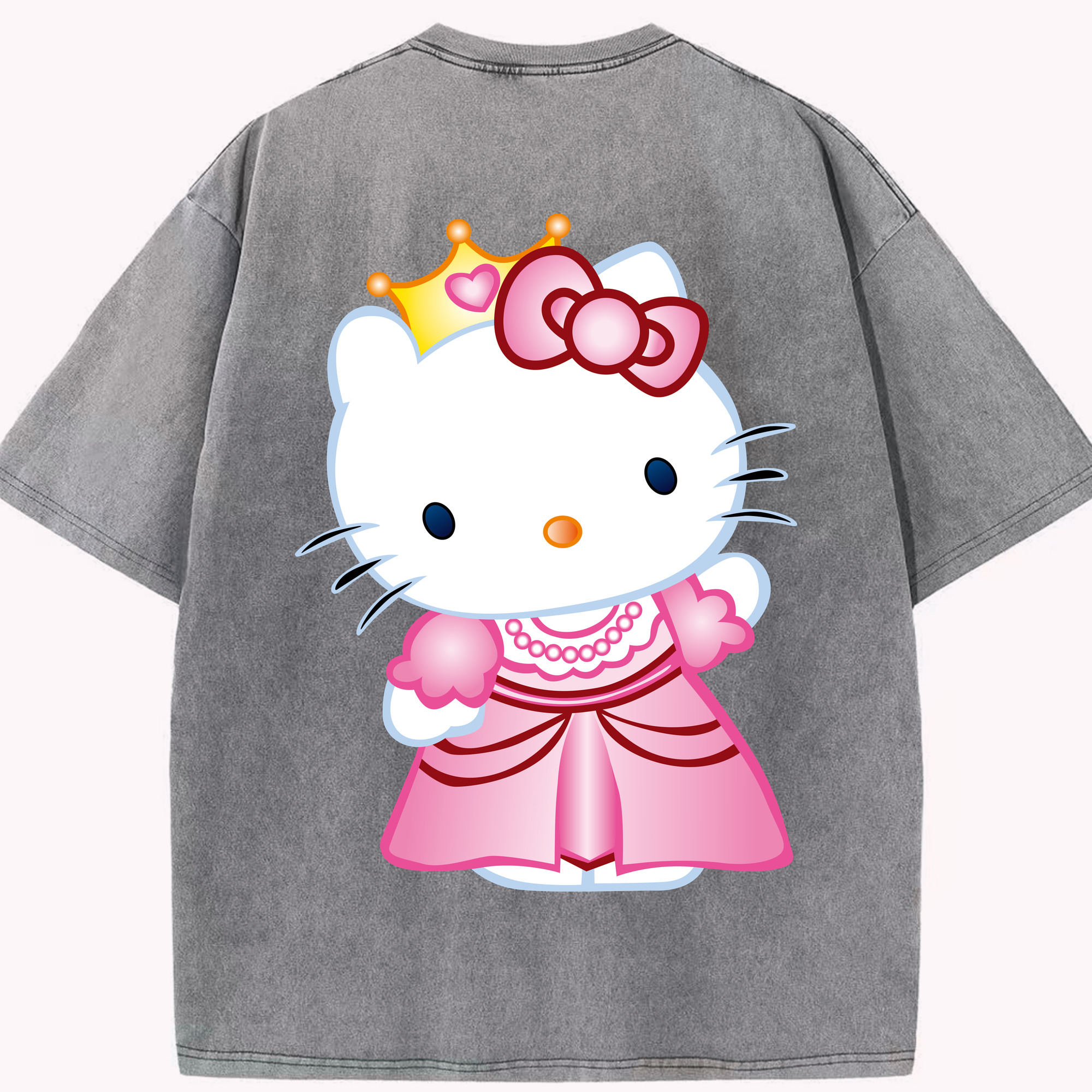 （画像用） Hello Kitty ハローキティ 綿100% ヴィンテージ風 半袖Tシャツ（背面プリント）