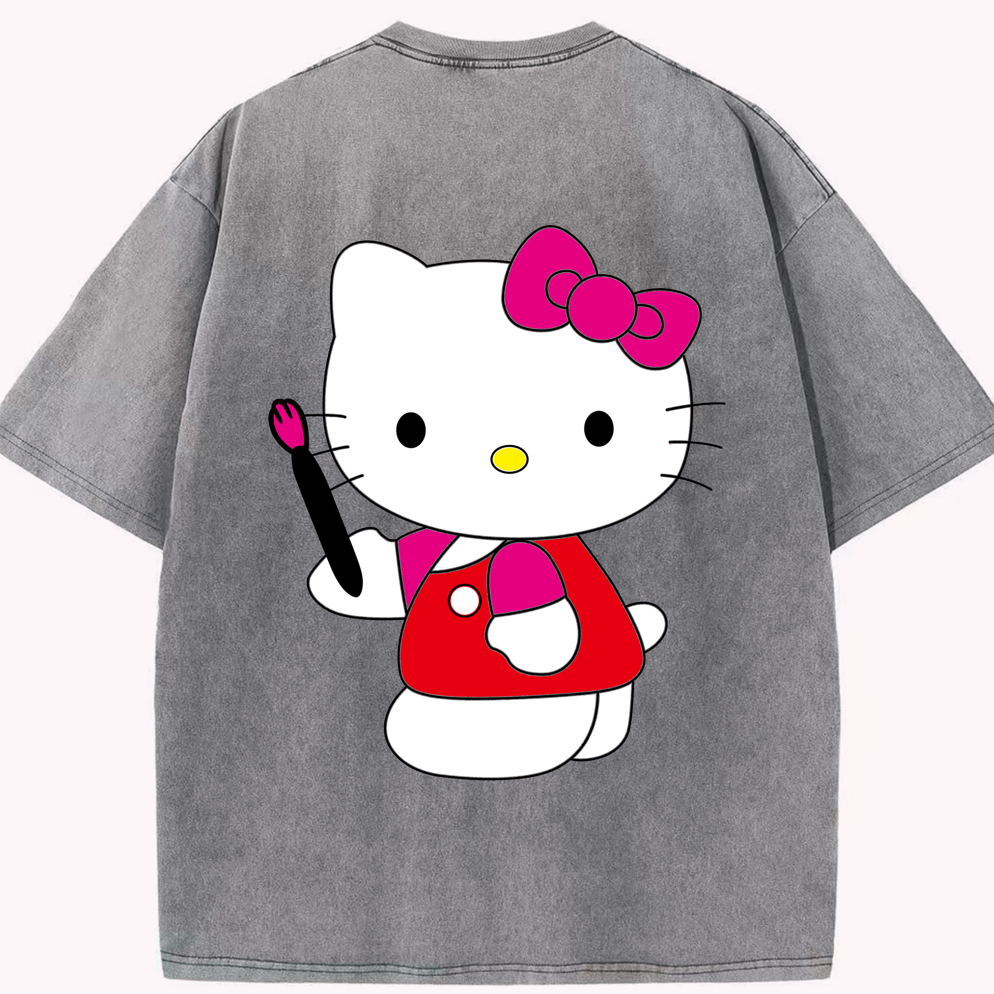 （画像用） Hello Kitty ハローキティ 綿100% ヴィンテージ風 半袖Tシャツ（背面プリント）