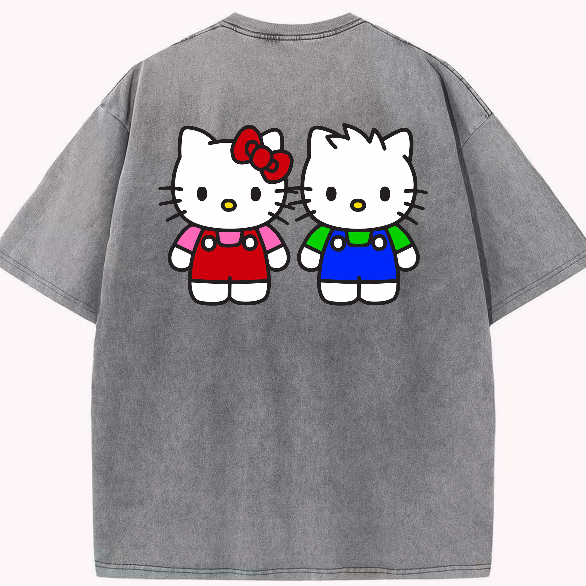 （画像用） Hello Kitty ハローキティ 綿100% ヴィンテージ風 半袖Tシャツ（背面プリント）