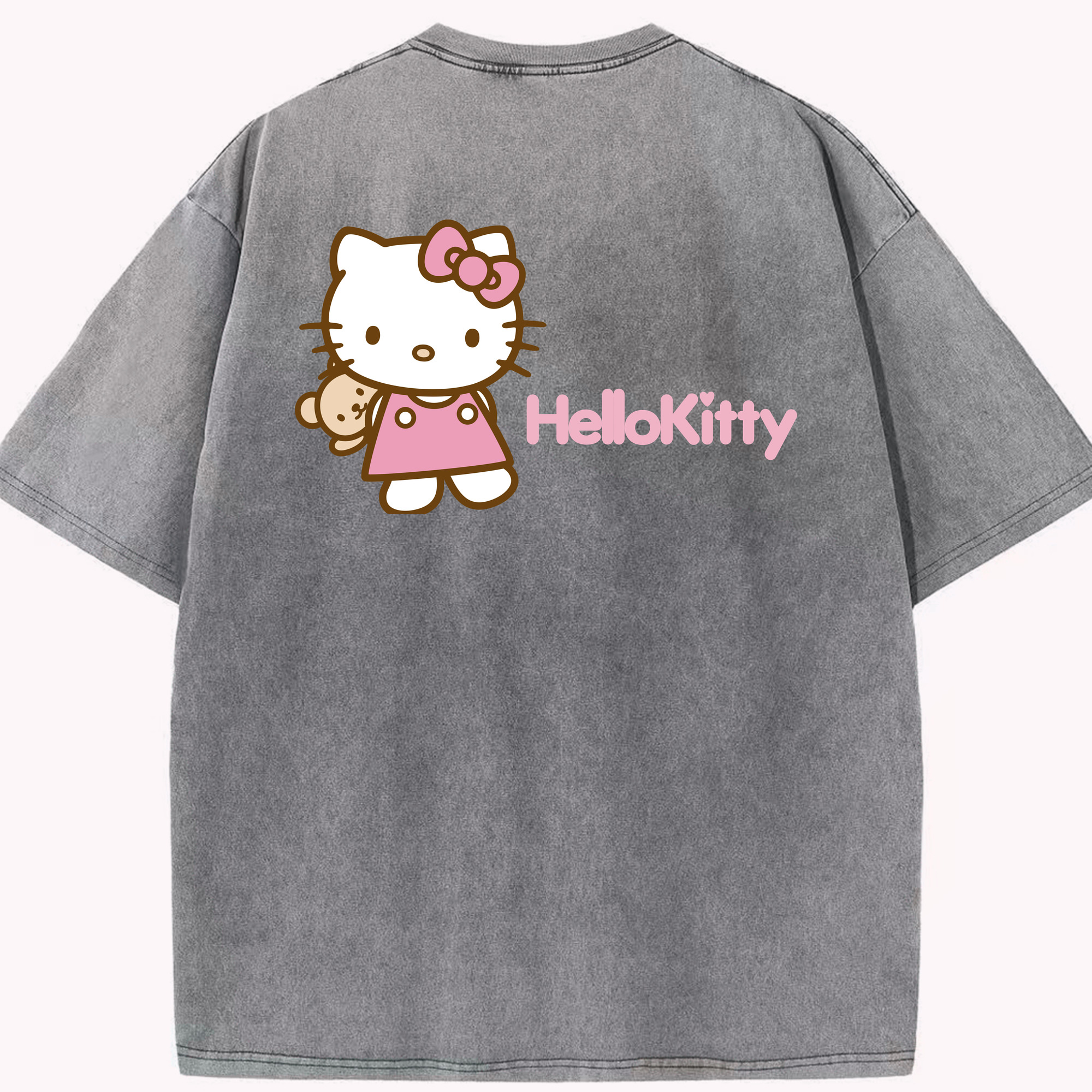 （画像用） Hello Kitty ハローキティ 綿100% ヴィンテージ風 半袖Tシャツ（背面プリント）
