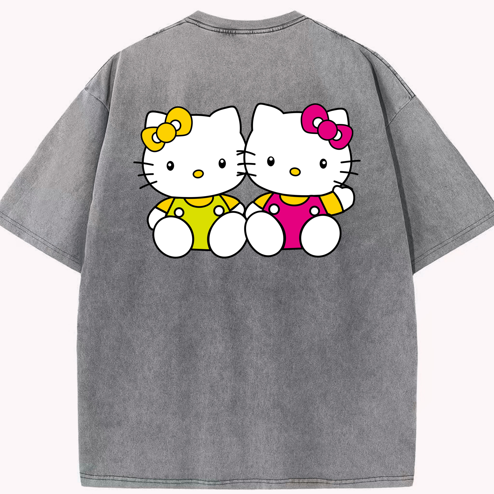 （画像用） Hello Kitty ハローキティ 綿100% ヴィンテージ風 半袖Tシャツ（背面プリント）