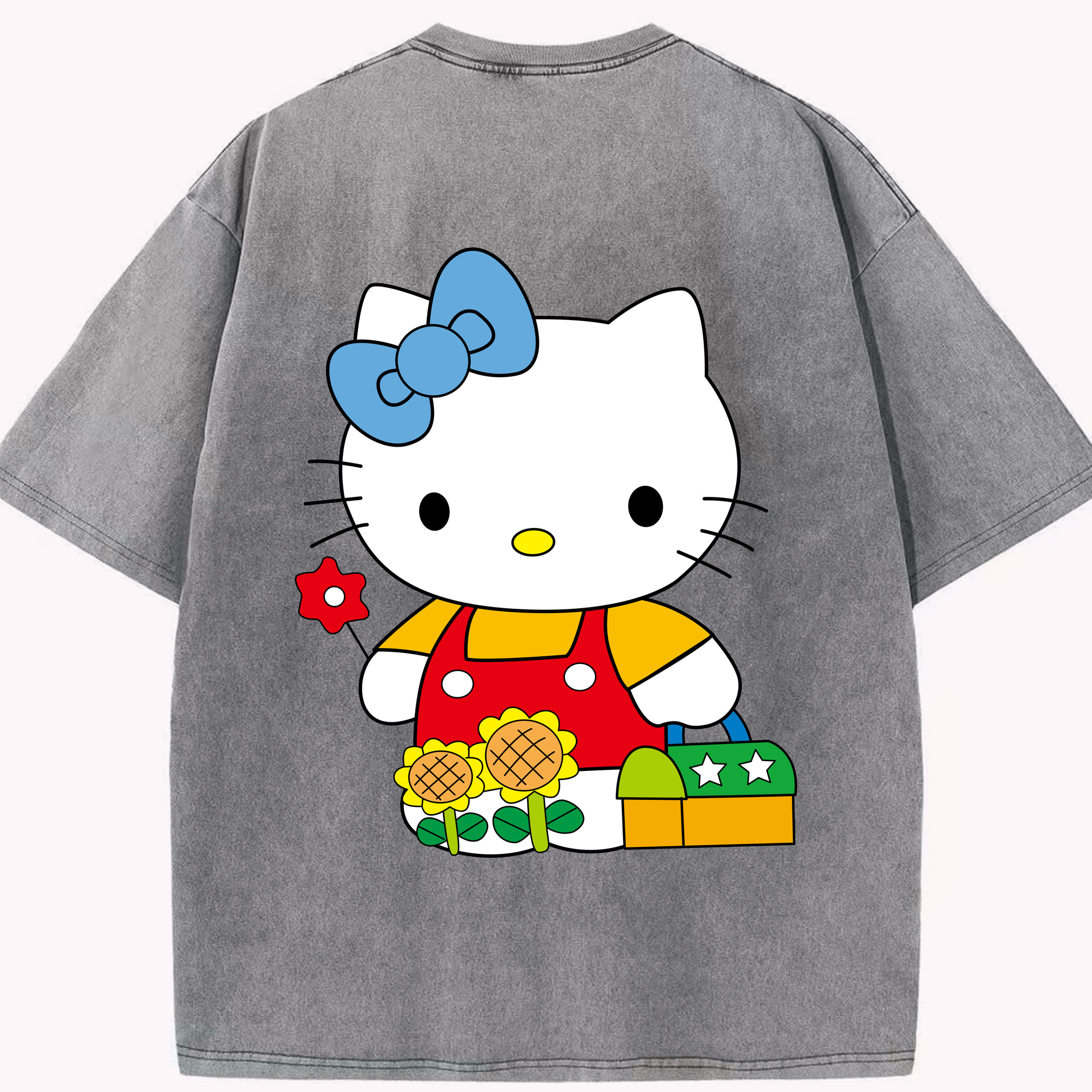 （画像用） Hello Kitty ハローキティ 綿100% ヴィンテージ風 半袖Tシャツ（背面プリント）