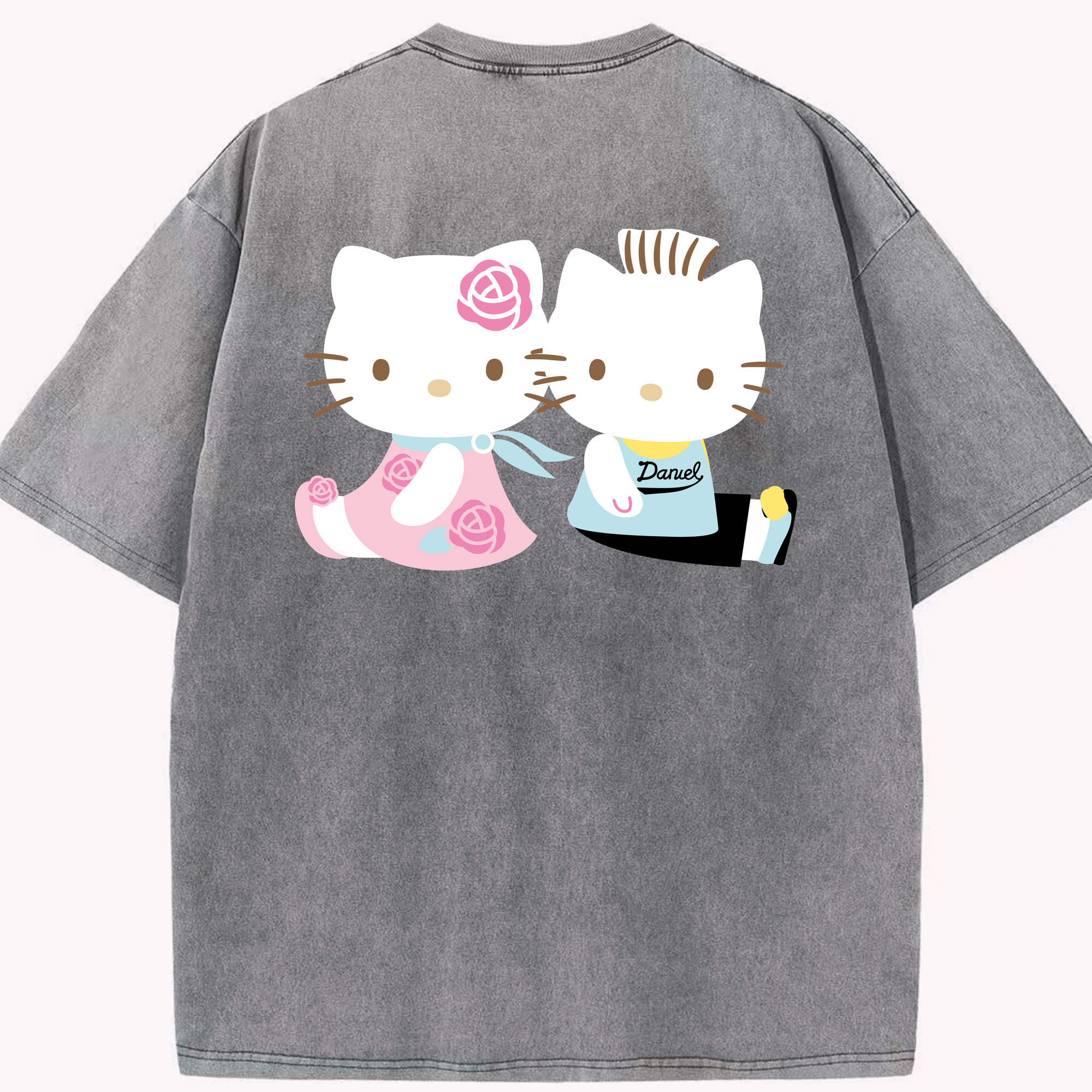 （画像用） Hello Kitty ハローキティ 綿100% ヴィンテージ風 半袖Tシャツ（背面プリント）