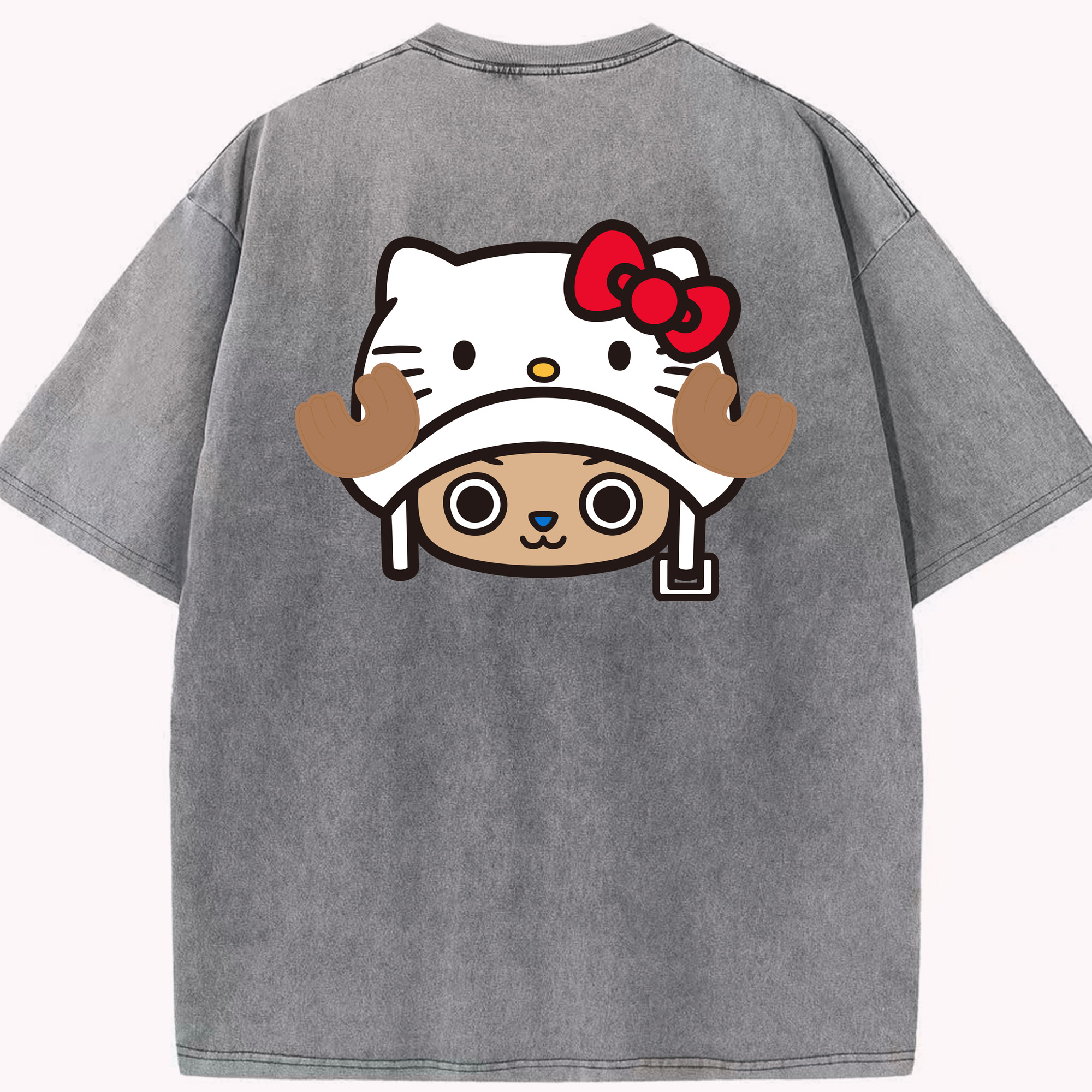 （画像用） Hello Kitty ハローキティ 綿100% ヴィンテージ風 半袖Tシャツ（背面プリント）