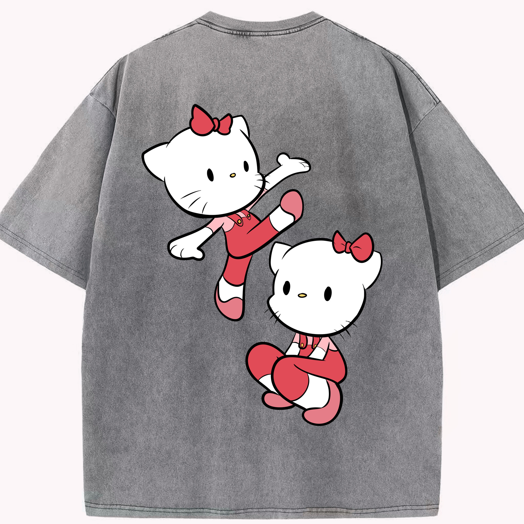 （画像用） Hello Kitty ハローキティ 綿100% ヴィンテージ風 半袖Tシャツ（背面プリント）