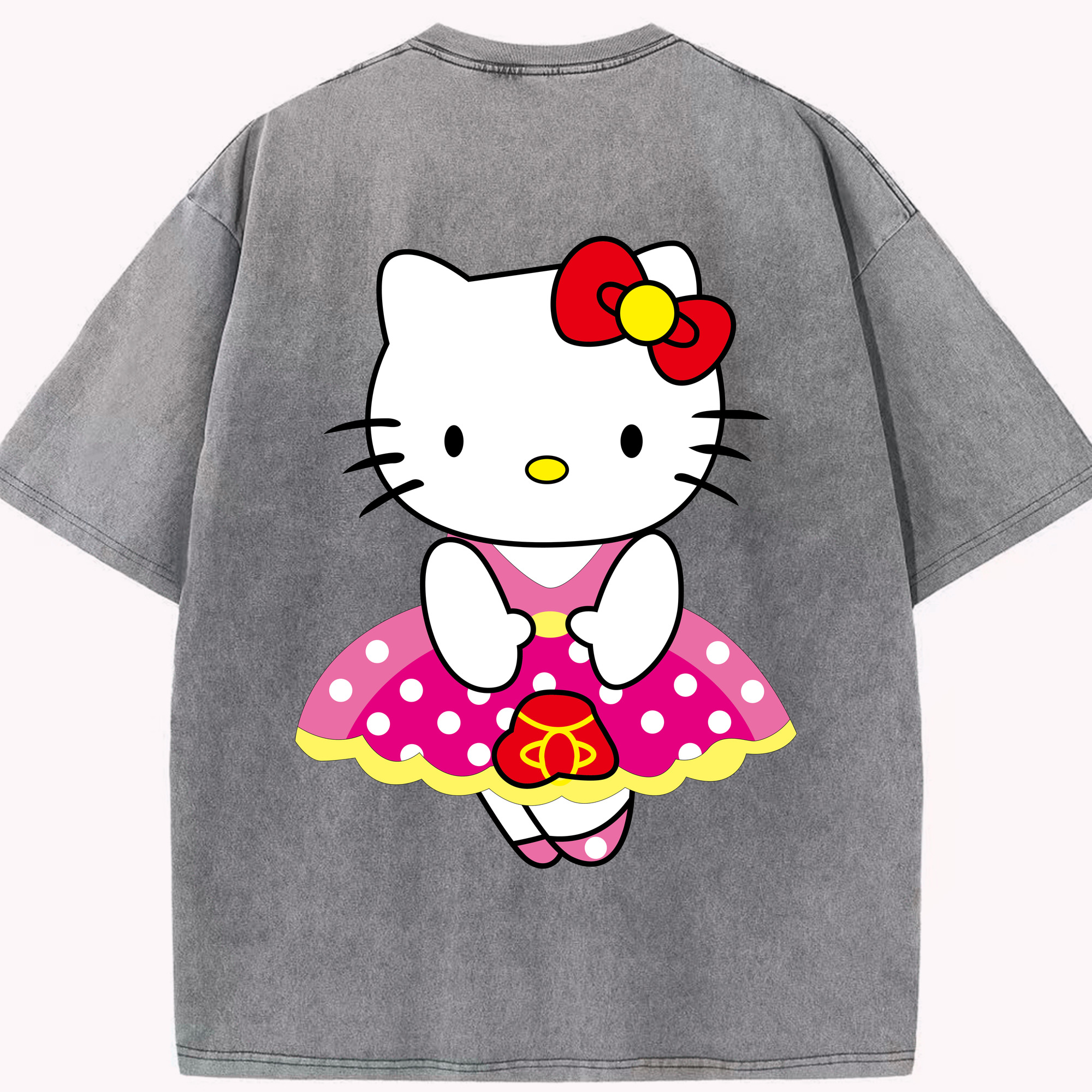 （画像用） Hello Kitty ハローキティ 綿100% ヴィンテージ風 半袖Tシャツ（背面プリント）