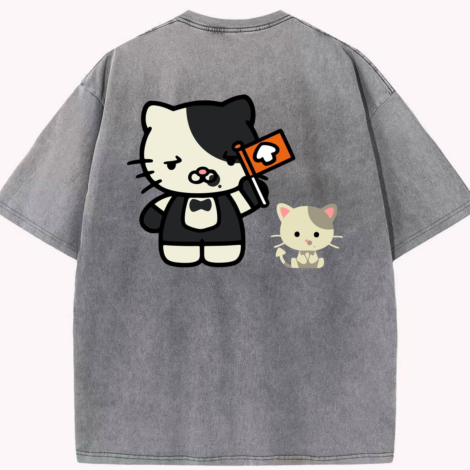 （画像用） Hello Kitty ハローキティ 綿100% ヴィンテージ風 半袖Tシャツ（背面プリント）
