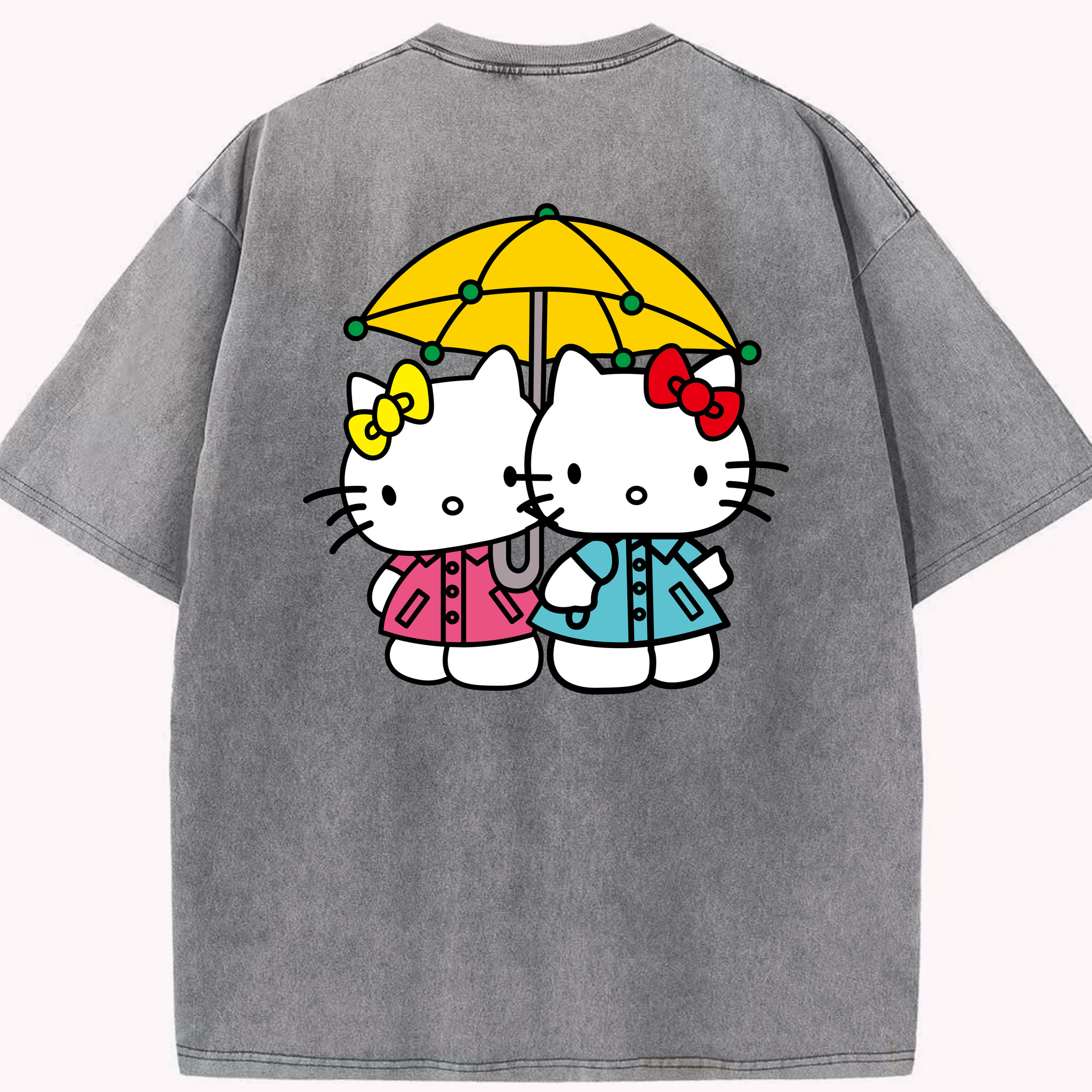 （画像用） Hello Kitty ハローキティ 綿100% ヴィンテージ風 半袖Tシャツ（背面プリント）