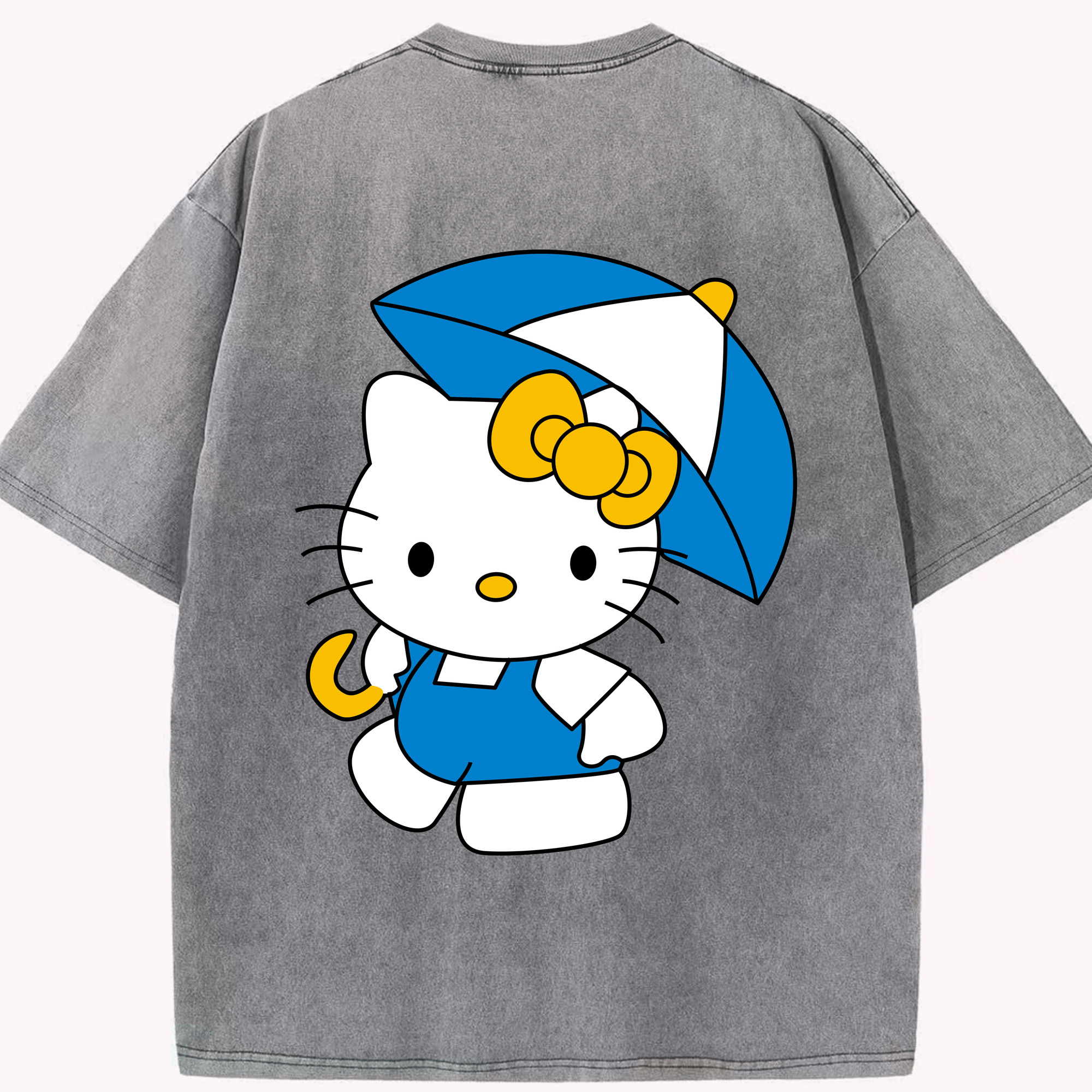 （画像用） Hello Kitty ハローキティ 綿100% ヴィンテージ風 半袖Tシャツ（背面プリント）