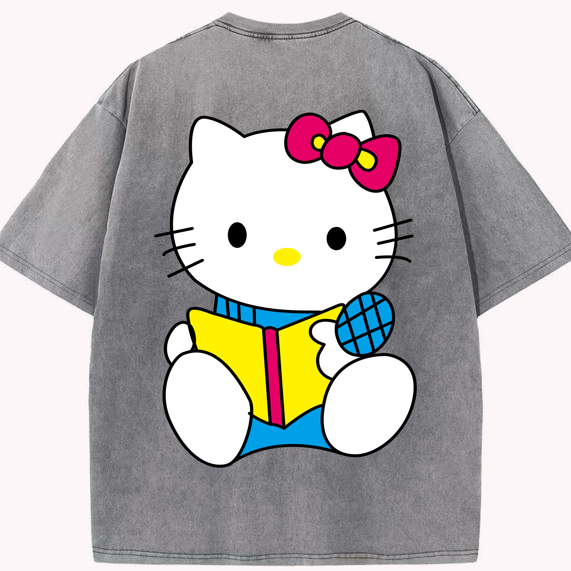 （画像用） Hello Kitty ハローキティ 綿100% ヴィンテージ風 半袖Tシャツ（背面プリント）