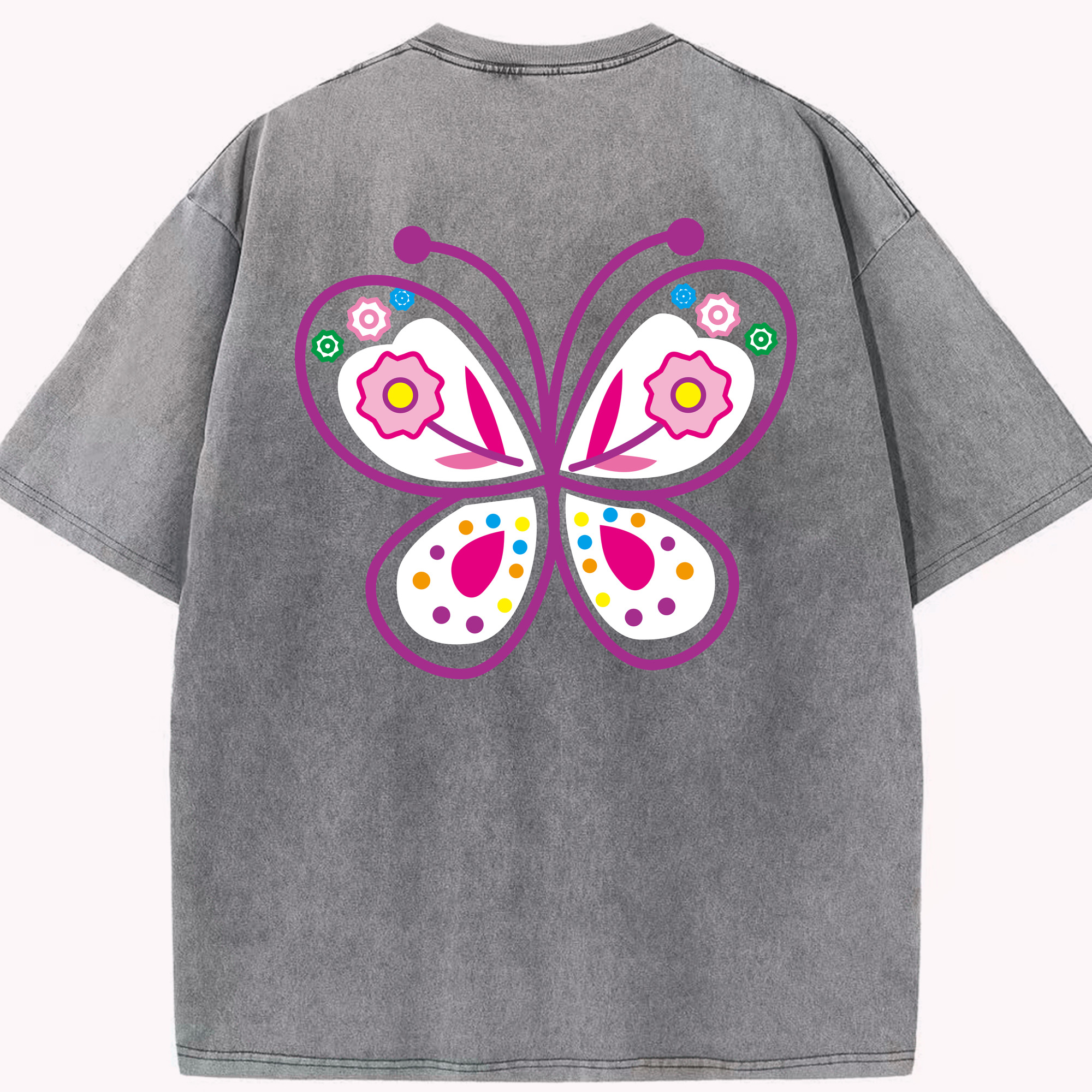 （画像用） Hello Kitty ハローキティ 綿100% ヴィンテージ風 半袖Tシャツ（背面プリント）