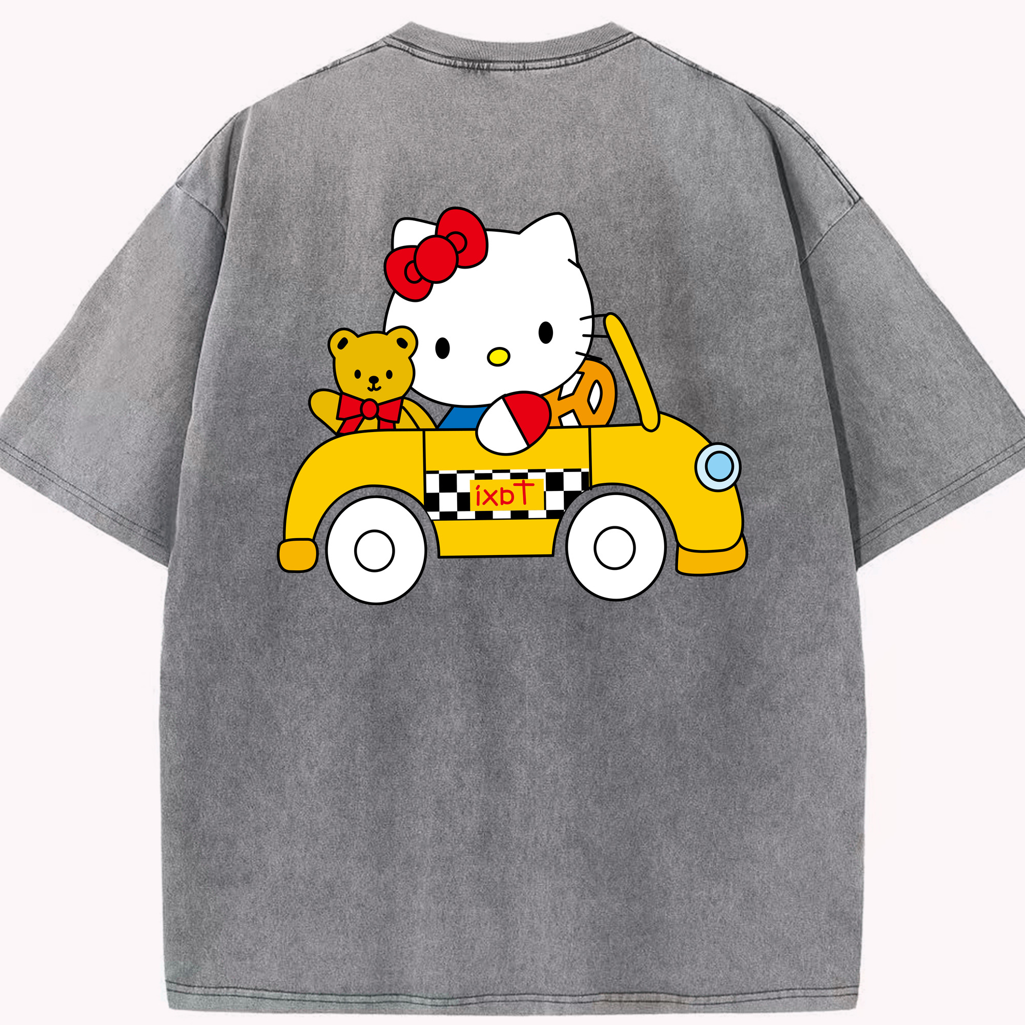 （画像用） Hello Kitty ハローキティ 綿100% ヴィンテージ風 半袖Tシャツ（背面プリント）
