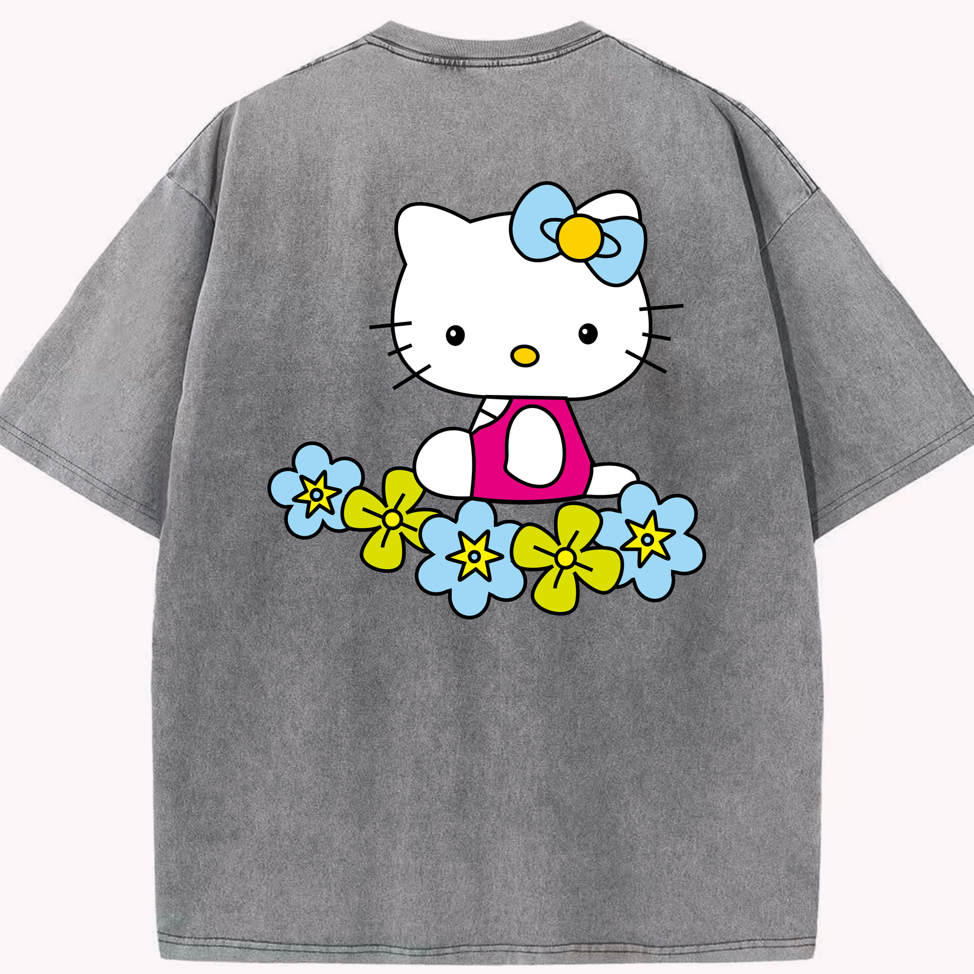（画像用） Hello Kitty ハローキティ 綿100% ヴィンテージ風 半袖Tシャツ（背面プリント）