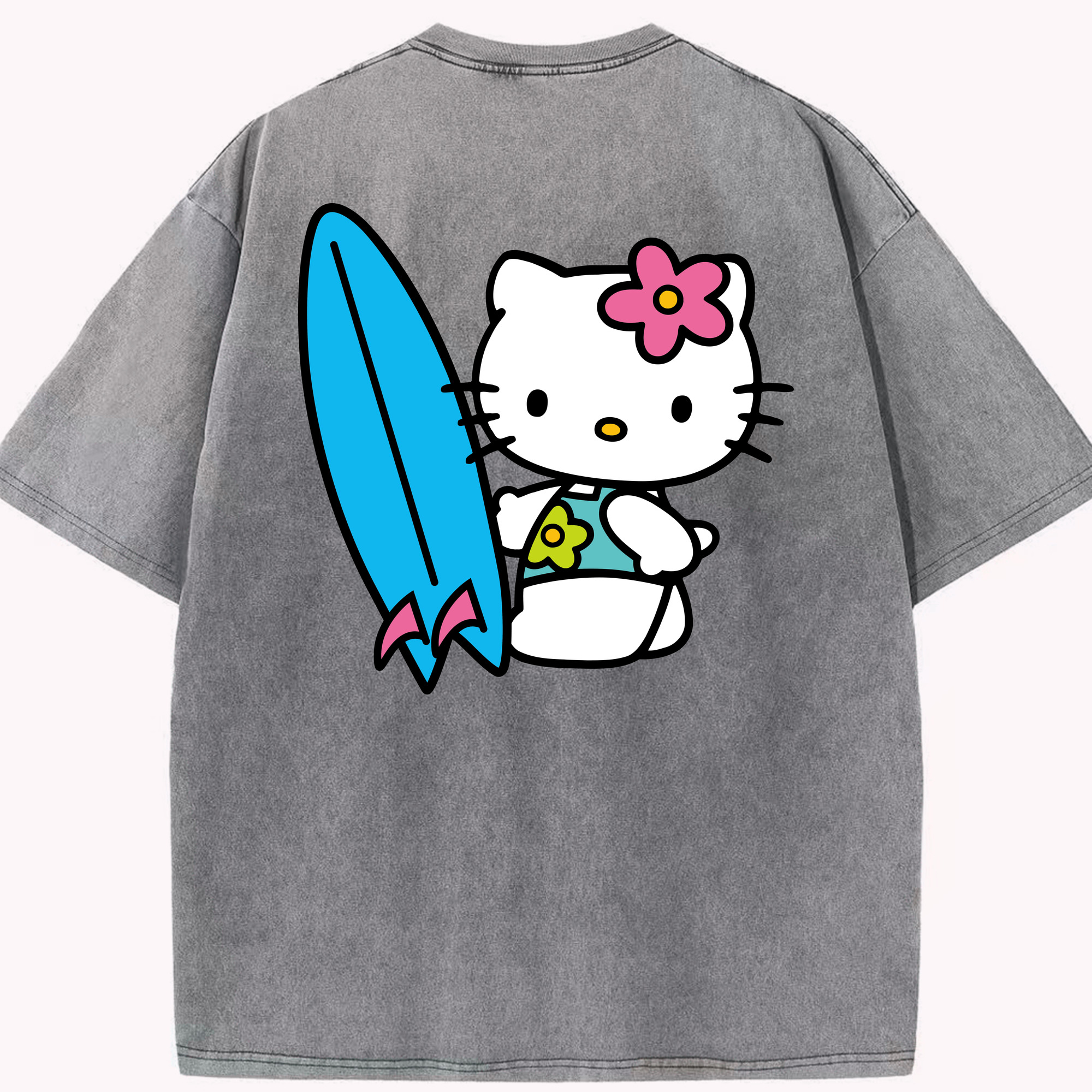 （画像用） Hello Kitty ハローキティ 綿100% ヴィンテージ風 半袖Tシャツ（背面プリント）