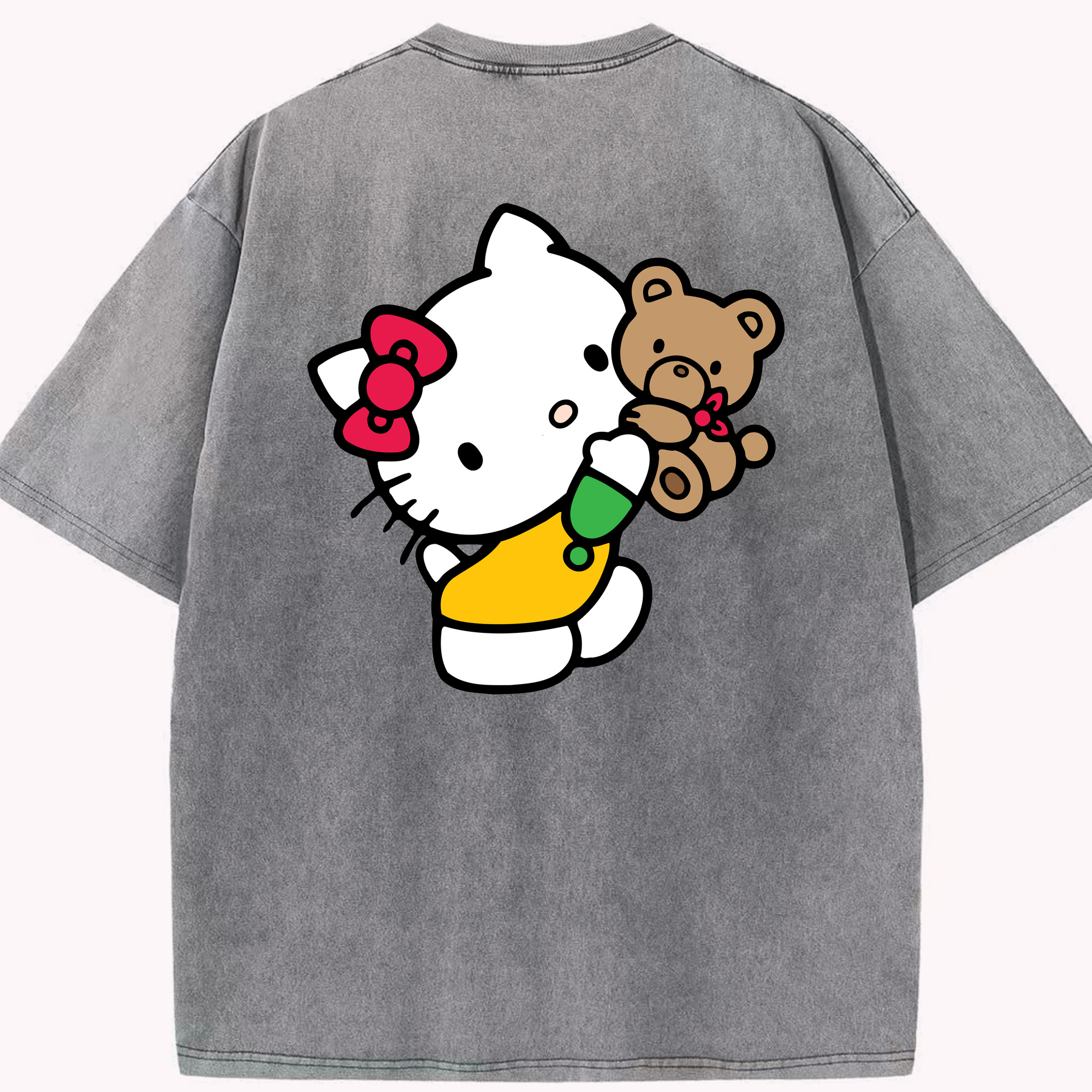 （画像用） Hello Kitty ハローキティ 綿100% ヴィンテージ風 半袖Tシャツ（背面プリント）
