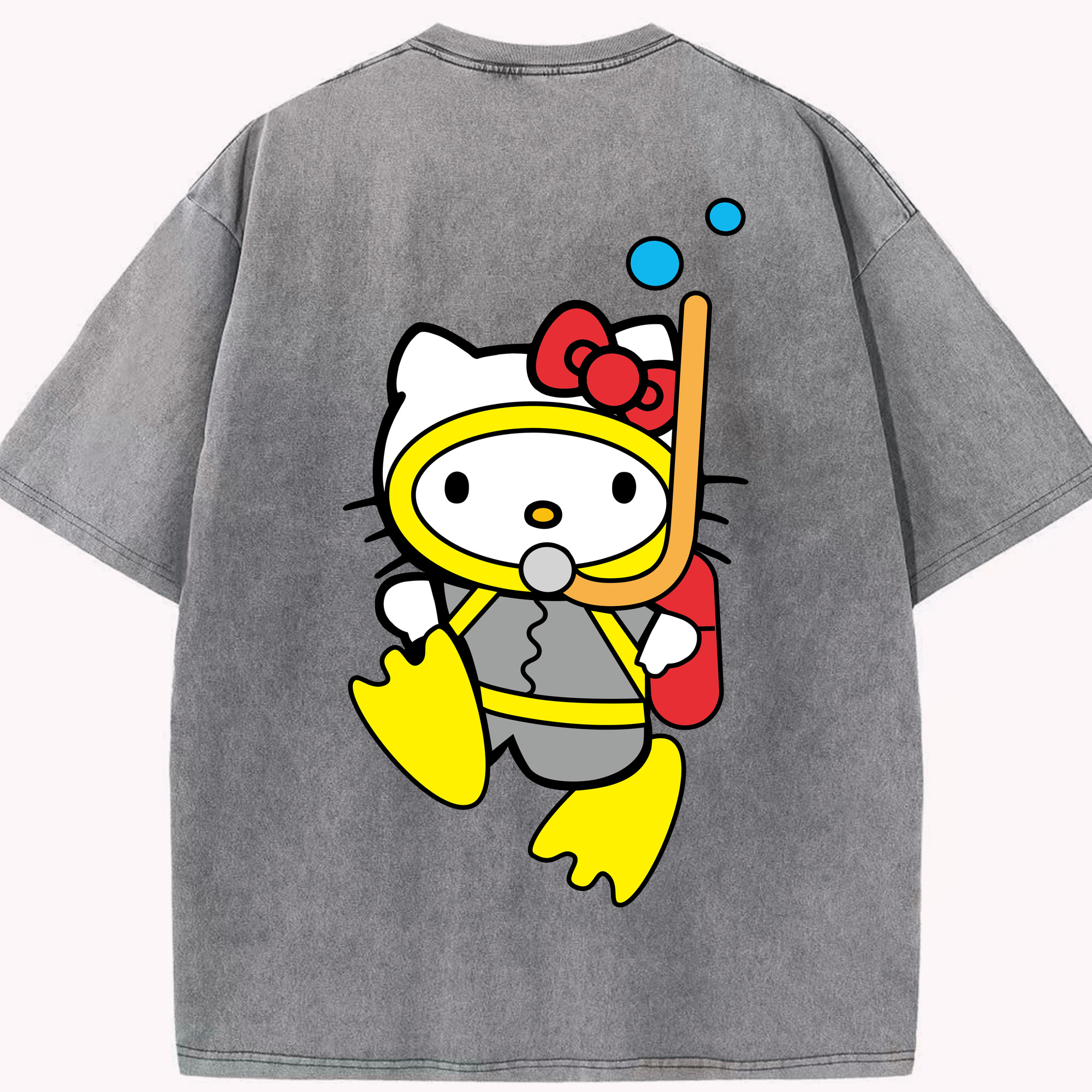 （画像用） Hello Kitty ハローキティ 綿100% ヴィンテージ風 半袖Tシャツ（背面プリント）