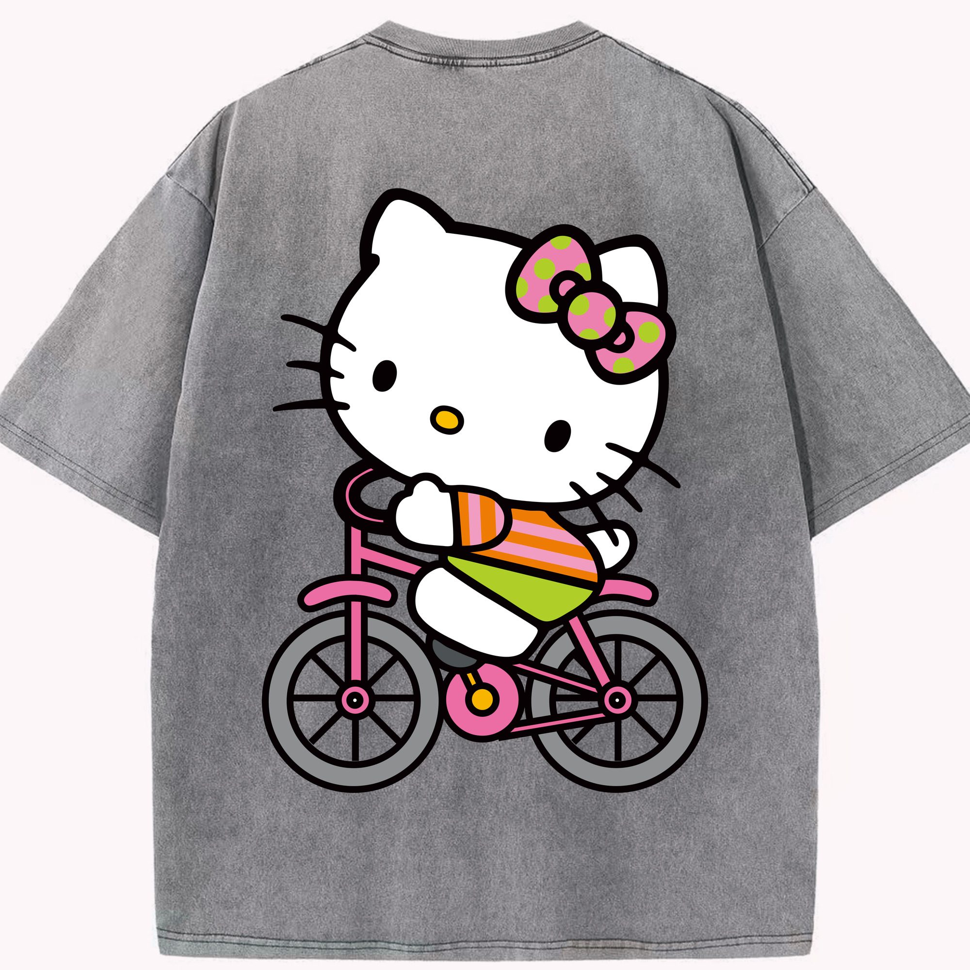 （画像用） Hello Kitty ハローキティ 綿100% ヴィンテージ風 半袖Tシャツ（背面プリント）