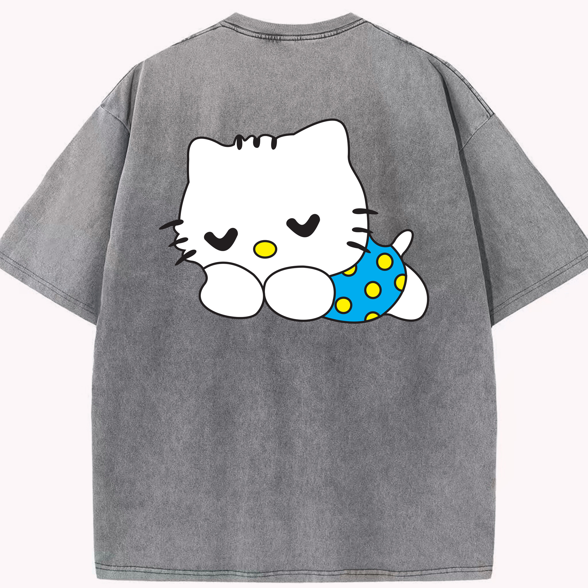 （画像用） Hello Kitty ハローキティ 綿100% ヴィンテージ風 半袖Tシャツ（背面プリント）