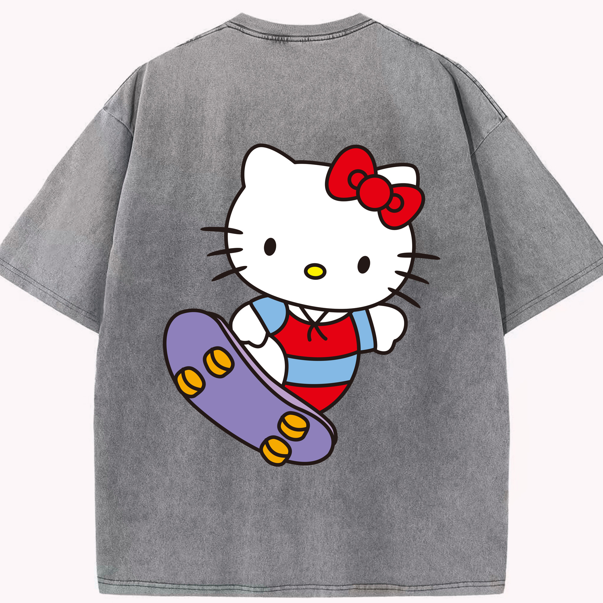 （画像用） Hello Kitty ハローキティ 綿100% ヴィンテージ風 半袖Tシャツ（背面プリント）