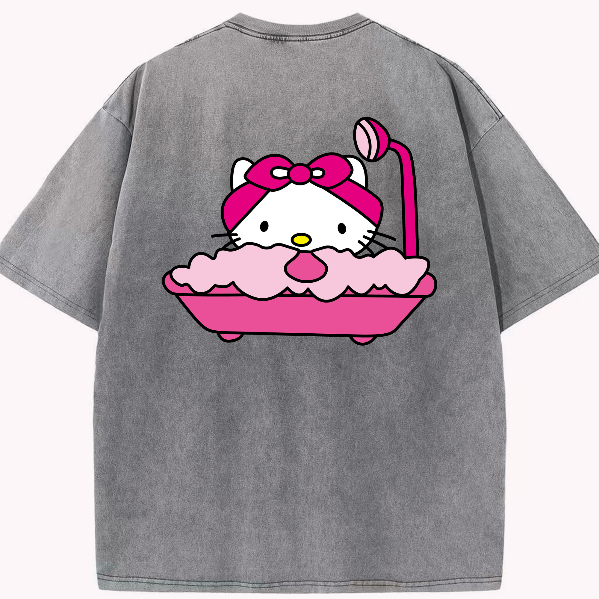 （画像用） Hello Kitty ハローキティ 綿100% ヴィンテージ風 半袖Tシャツ（背面プリント）