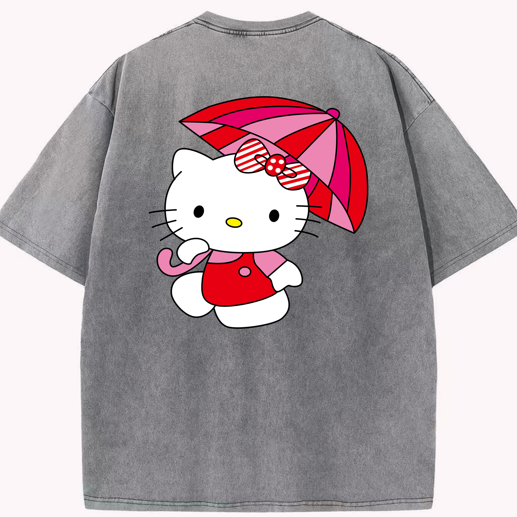 （画像用） Hello Kitty ハローキティ 綿100% ヴィンテージ風 半袖Tシャツ（背面プリント）