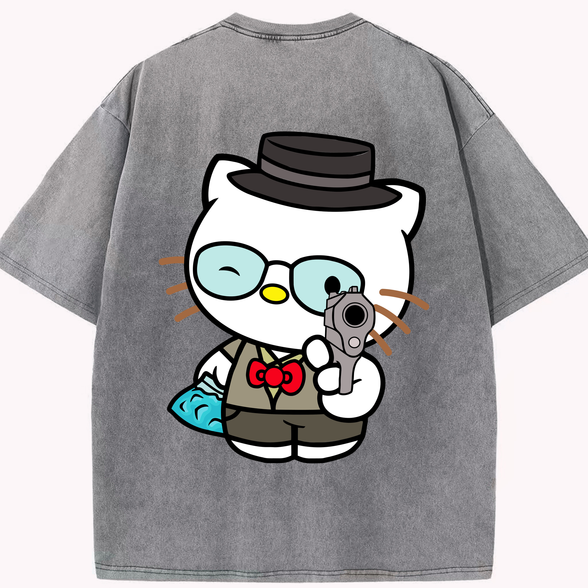 （画像用） Hello Kitty ハローキティ 綿100% ヴィンテージ風 半袖Tシャツ（背面プリント）