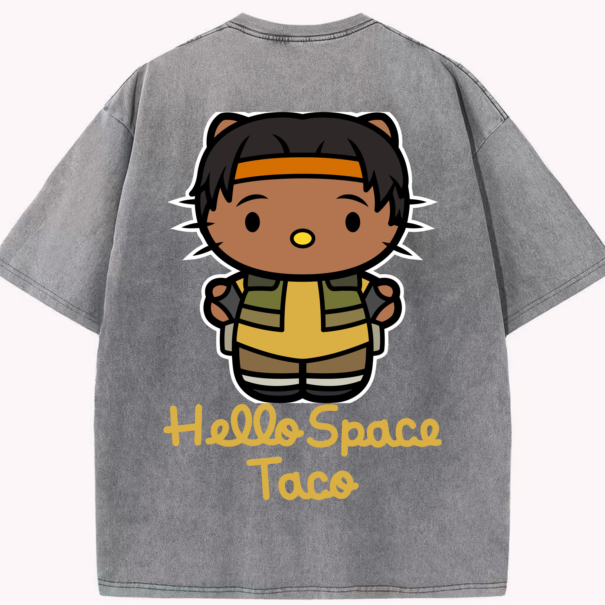 （画像用） Hello Kitty ハローキティ 綿100% ヴィンテージ風 半袖Tシャツ（背面プリント）