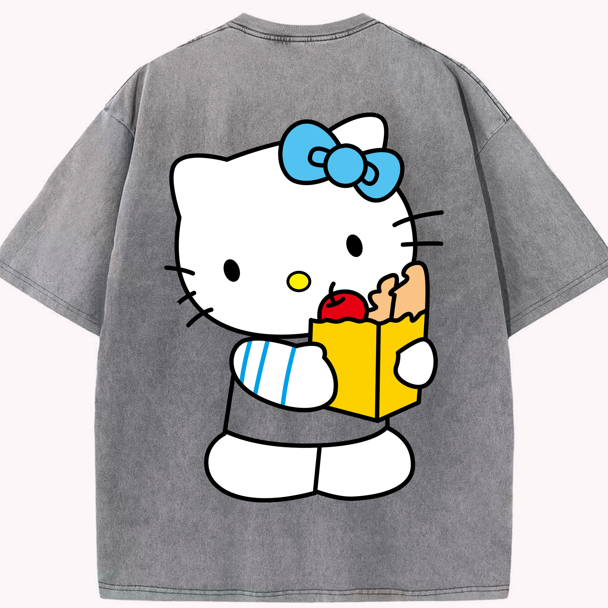 （画像用） Hello Kitty ハローキティ 綿100% ヴィンテージ風 半袖Tシャツ（背面プリント）