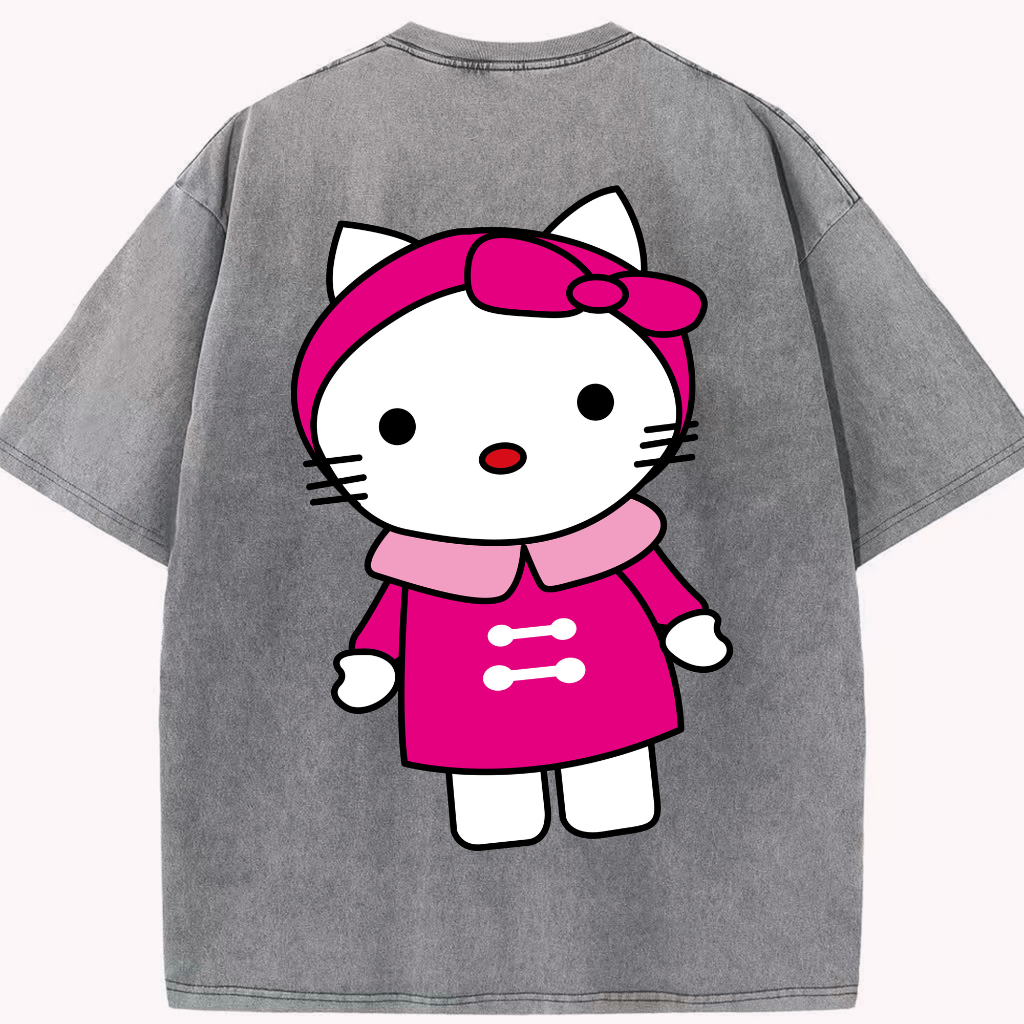 （画像用） Hello Kitty ハローキティ 綿100% ヴィンテージ風 半袖Tシャツ（背面プリント）