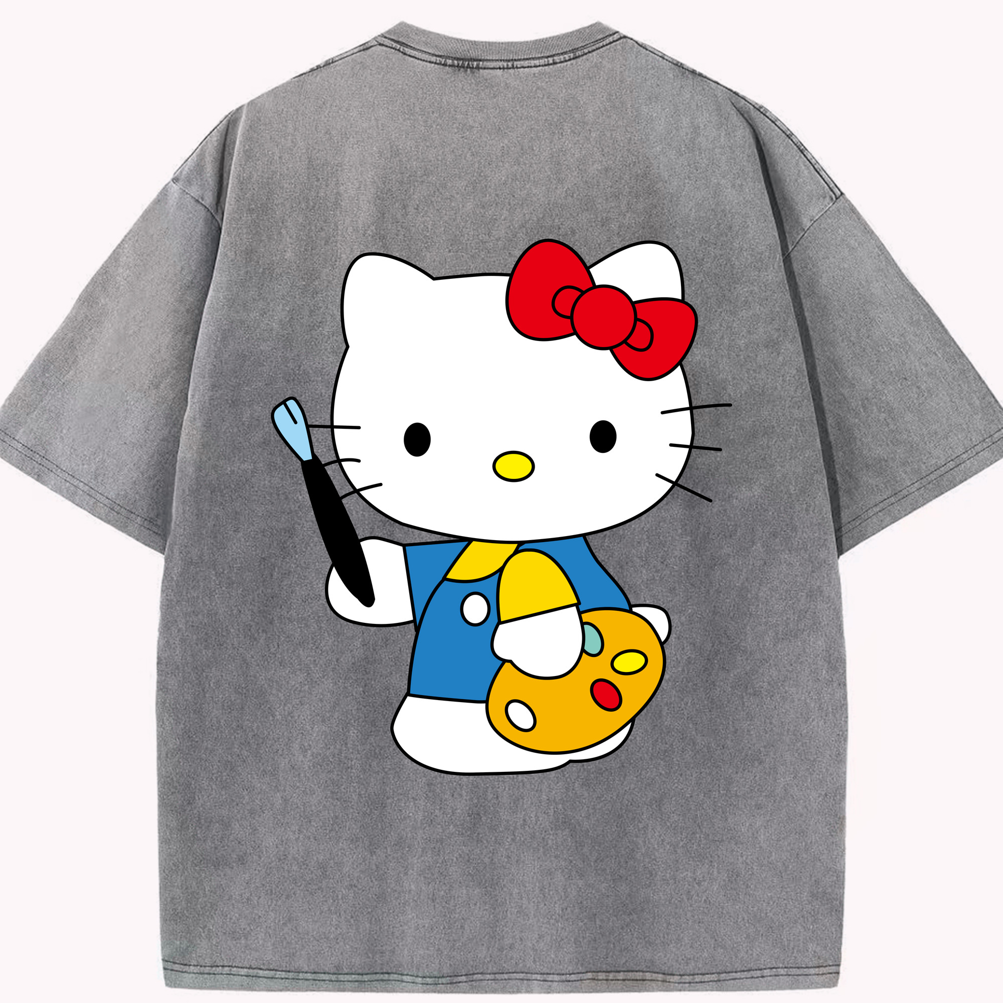 （画像用） Hello Kitty ハローキティ 綿100% ヴィンテージ風 半袖Tシャツ（背面プリント）