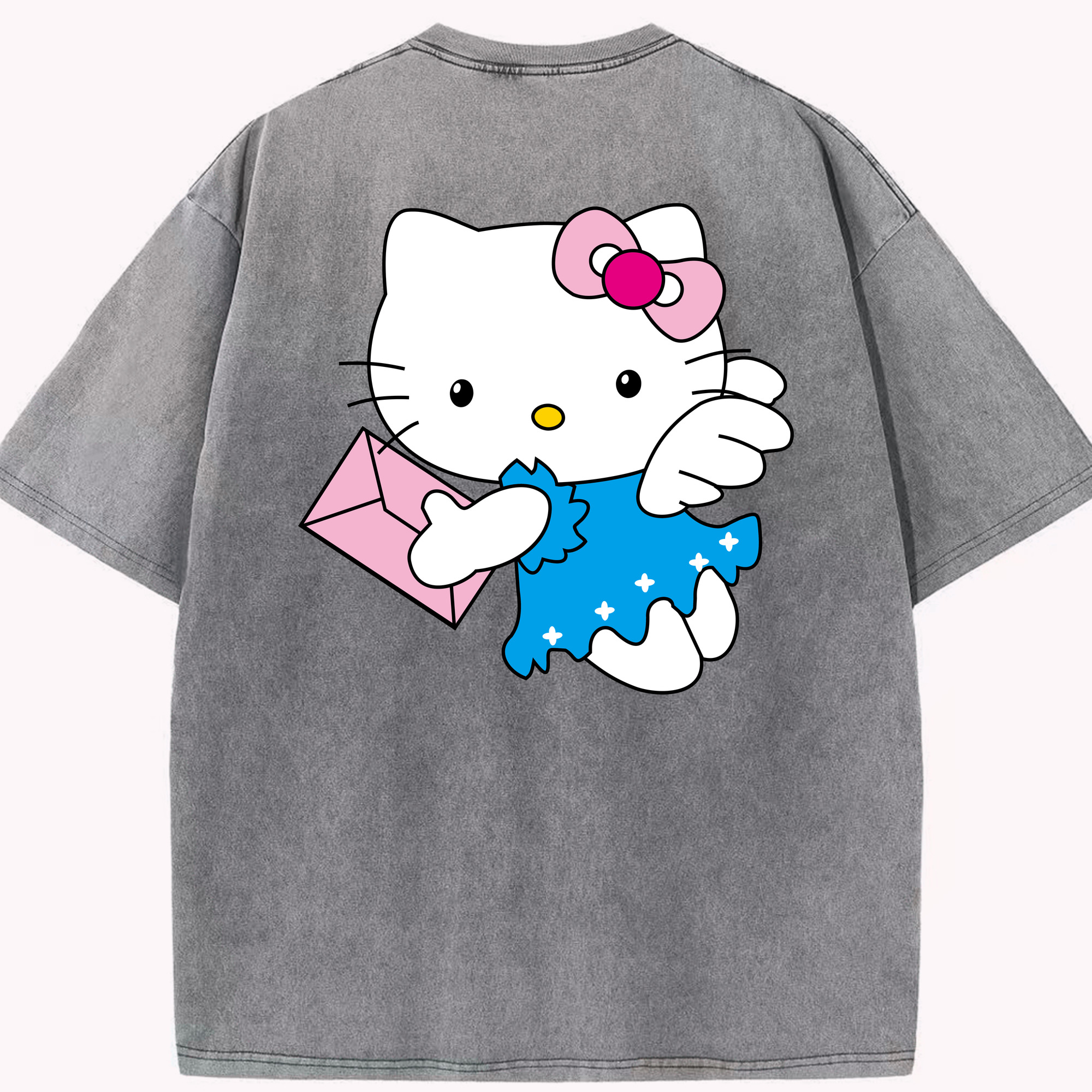 （画像用） Hello Kitty ハローキティ 綿100% ヴィンテージ風 半袖Tシャツ（背面プリント）