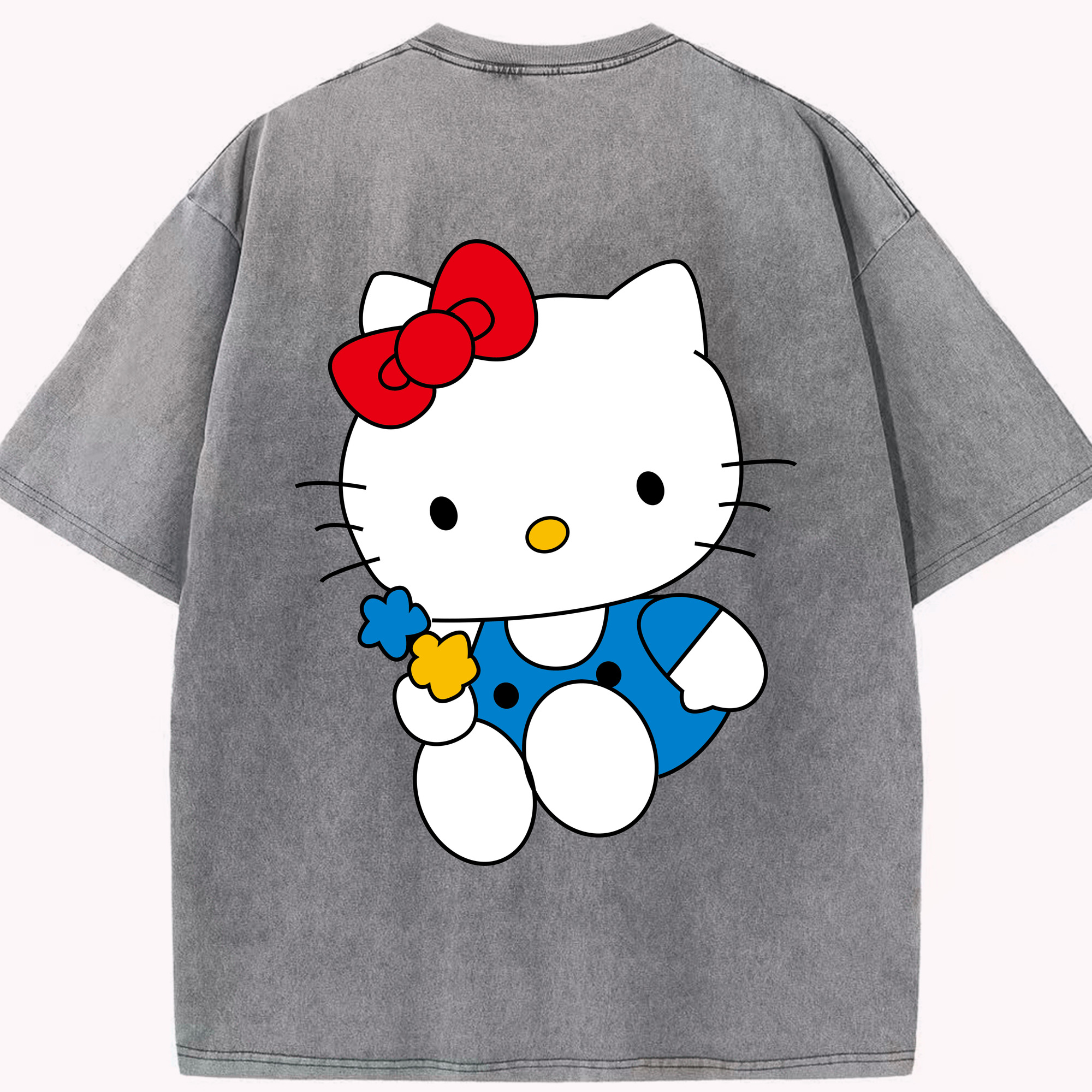 （画像用） Hello Kitty ハローキティ 綿100% ヴィンテージ風 半袖Tシャツ（背面プリント）