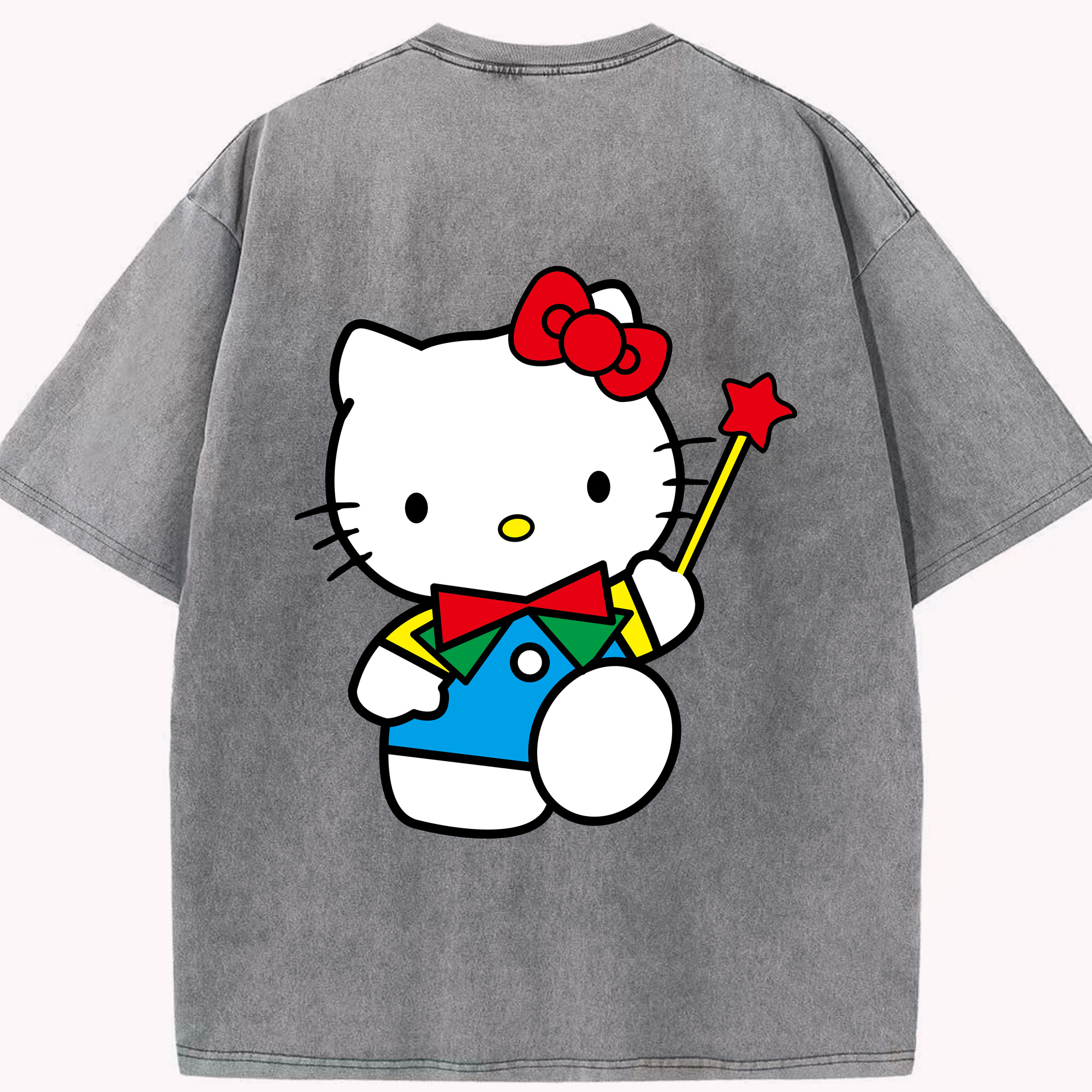 （画像用） Hello Kitty ハローキティ 綿100% ヴィンテージ風 半袖Tシャツ（背面プリント）