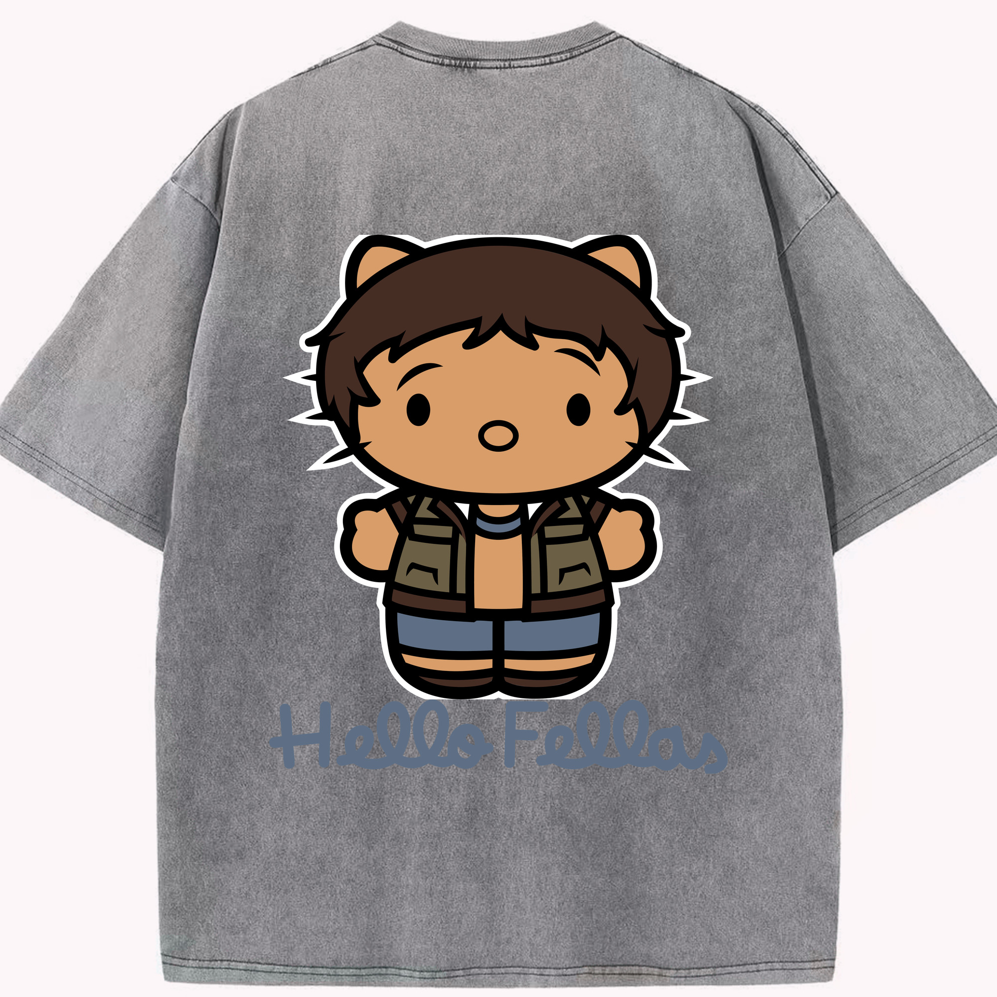 （画像用） Hello Kitty ハローキティ 綿100% ヴィンテージ風 半袖Tシャツ（背面プリント）