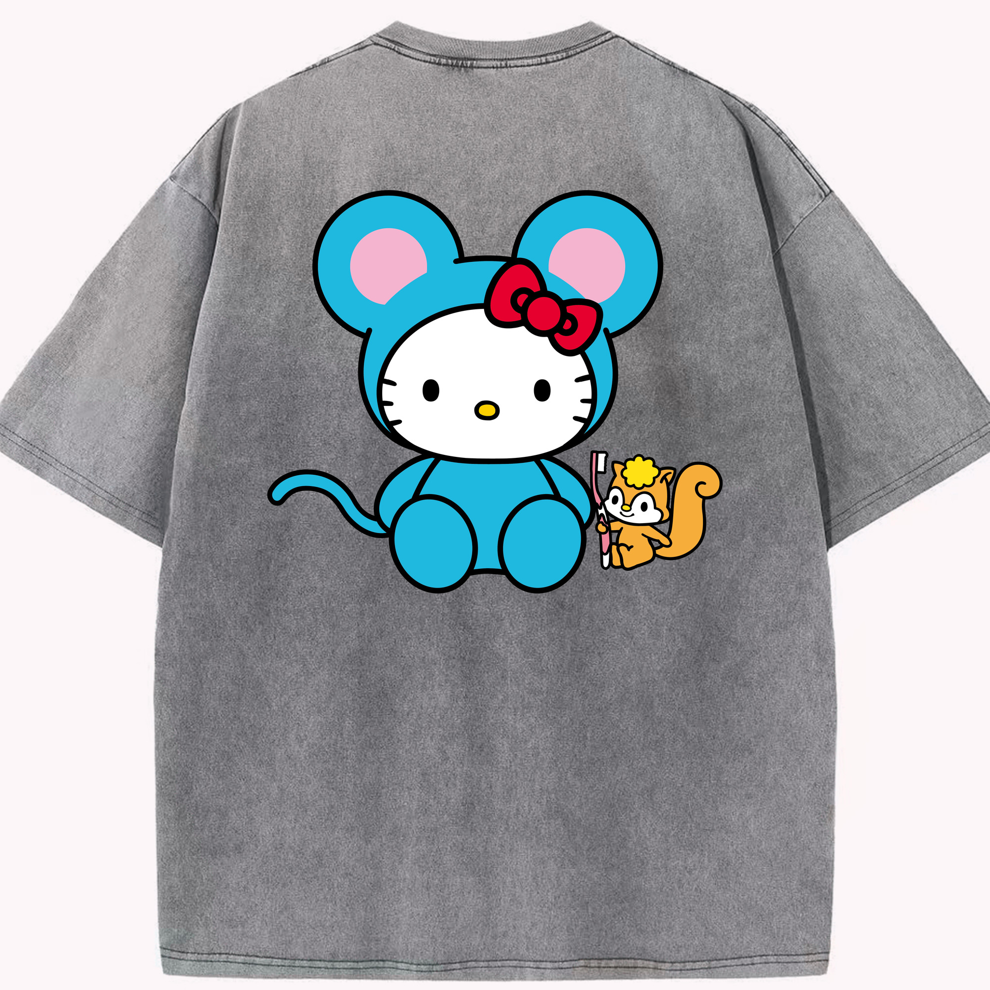 （画像用） Hello Kitty ハローキティ 綿100% ヴィンテージ風 半袖Tシャツ（背面プリント）