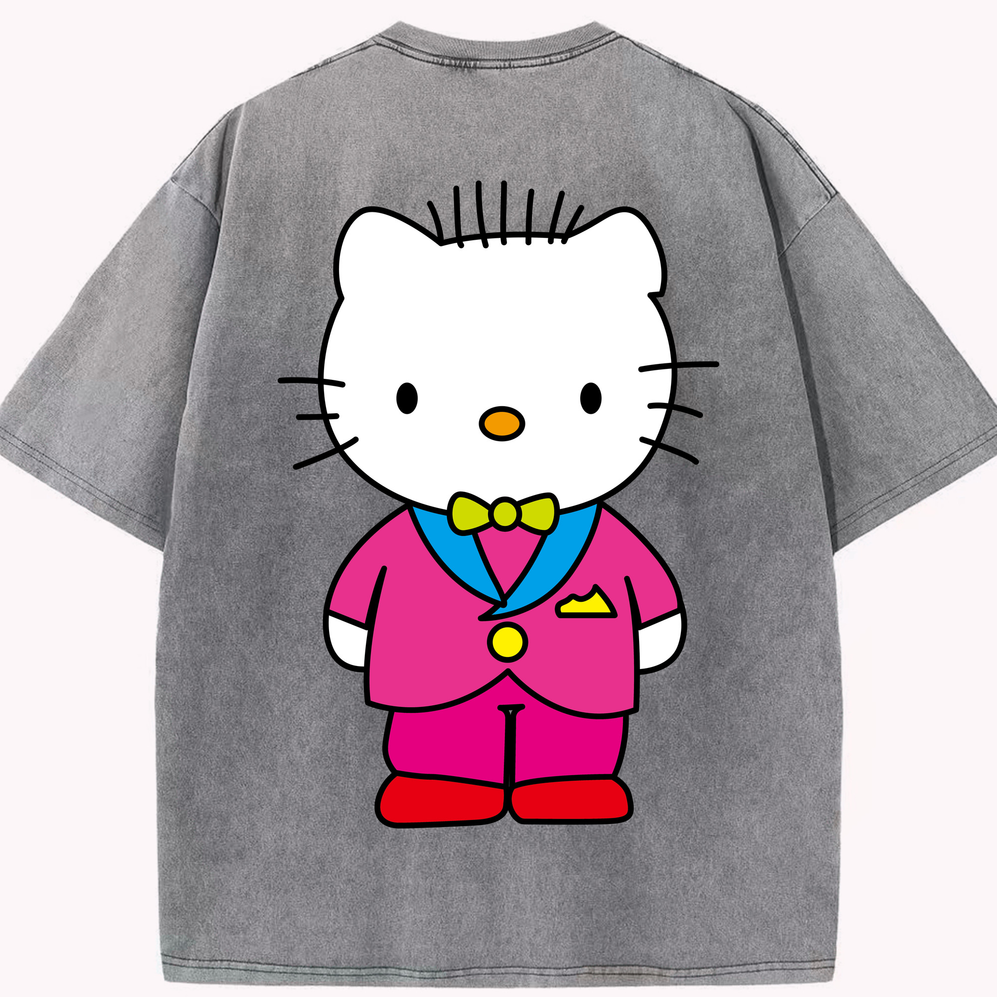 （画像用） Hello Kitty ハローキティ 綿100% ヴィンテージ風 半袖Tシャツ（背面プリント）