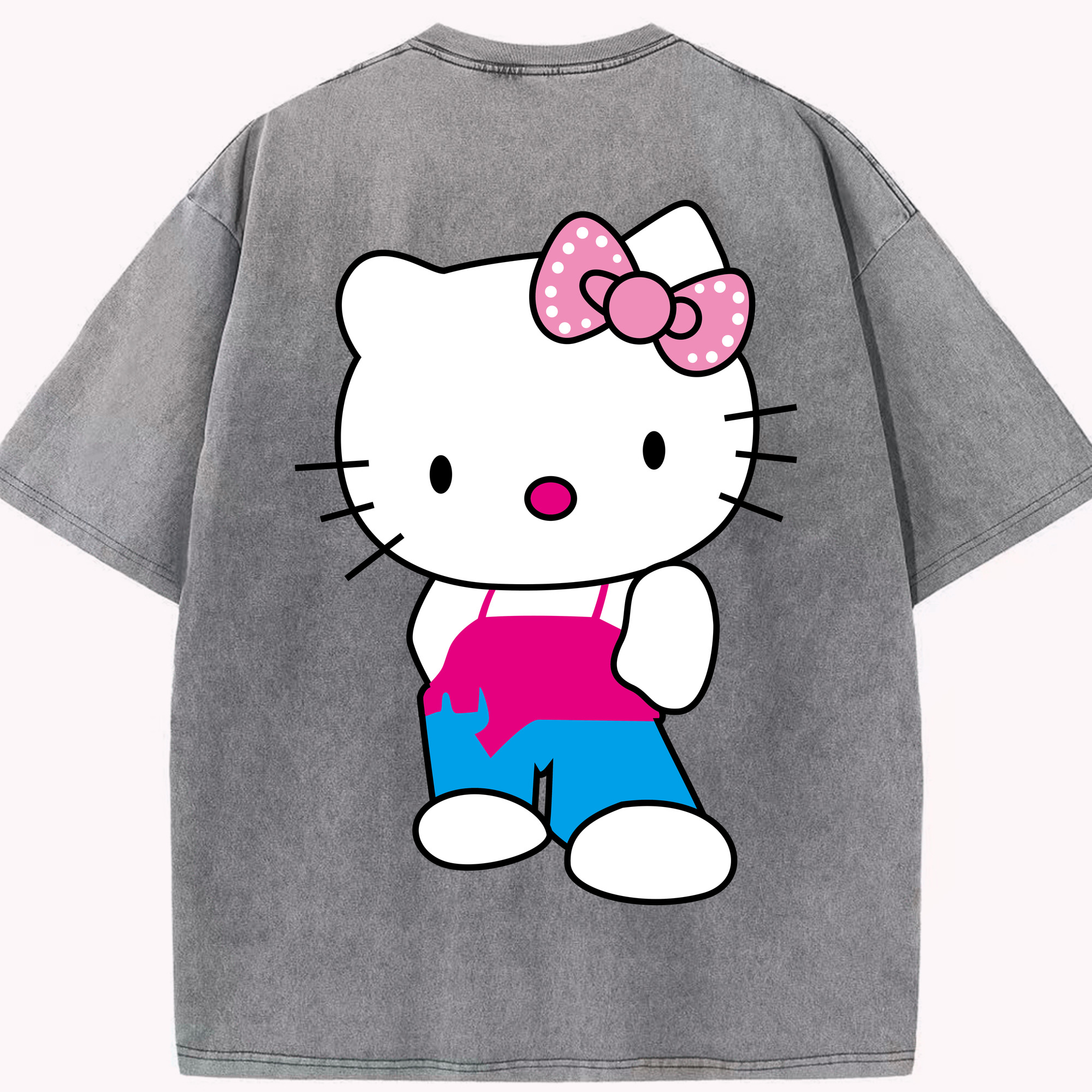 （画像用） Hello Kitty ハローキティ 綿100% ヴィンテージ風 半袖Tシャツ（背面プリント）